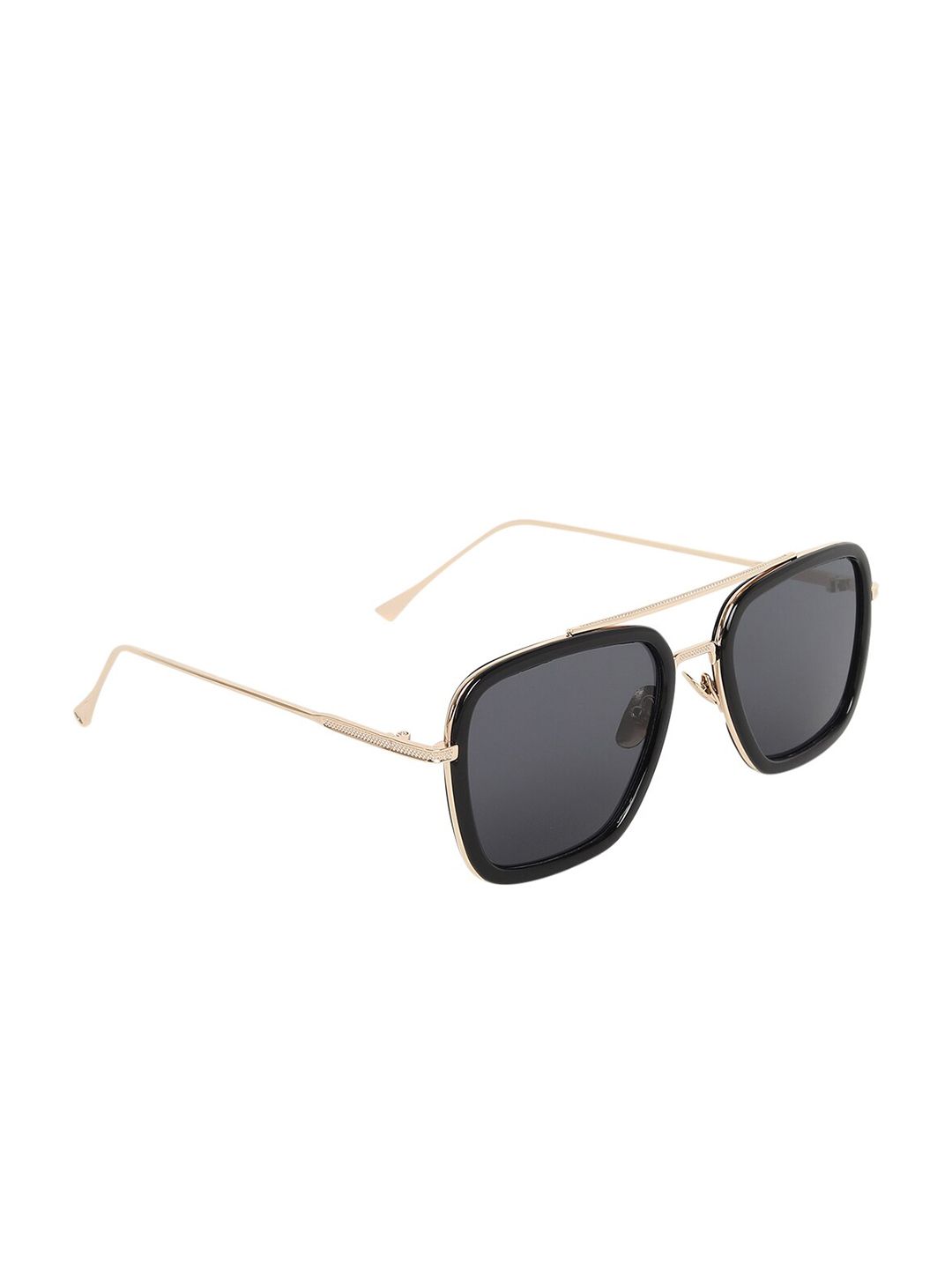 CRIBA Black Lens & Gold-Toned Aviator Sunglasses with UV Protected Lens Price in India