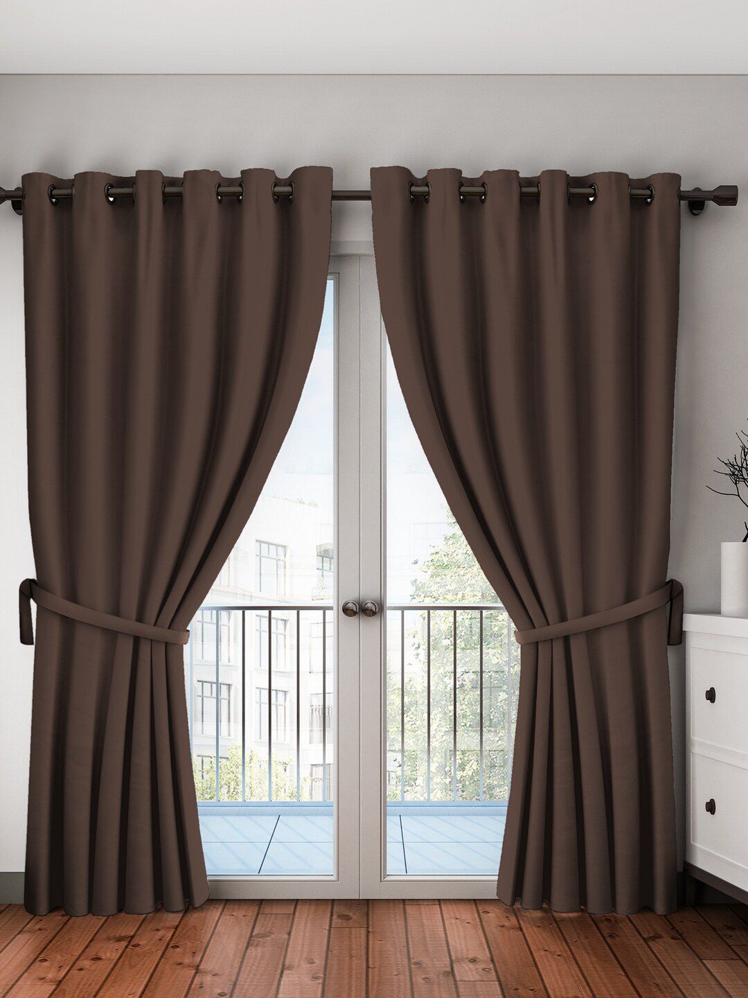 Home Sizzler Brown Set of 2 Long Door Curtain Price in India