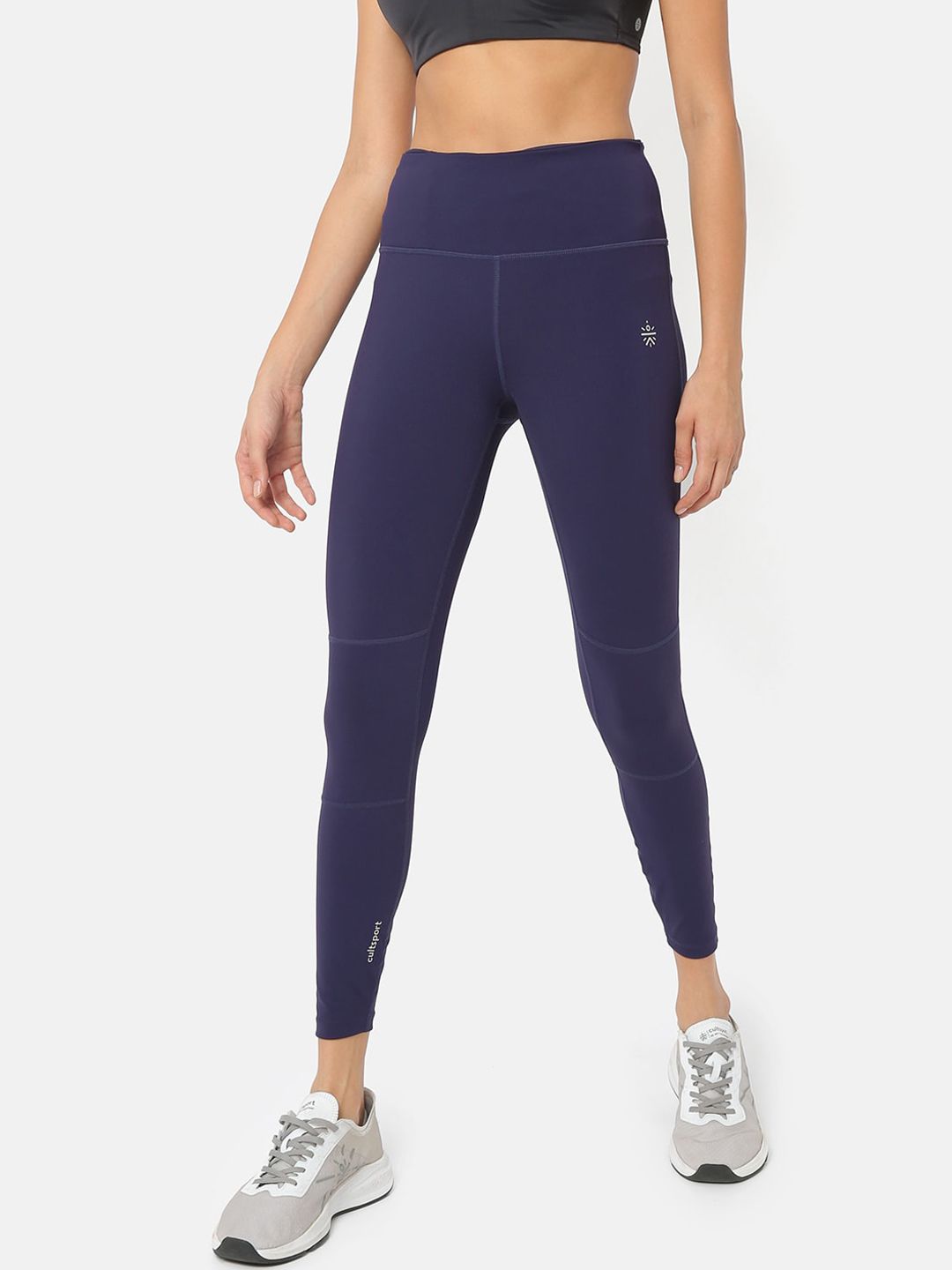 Cultsport Women Navy Blue Solid Quick-Dry High Waist Tights Price in India