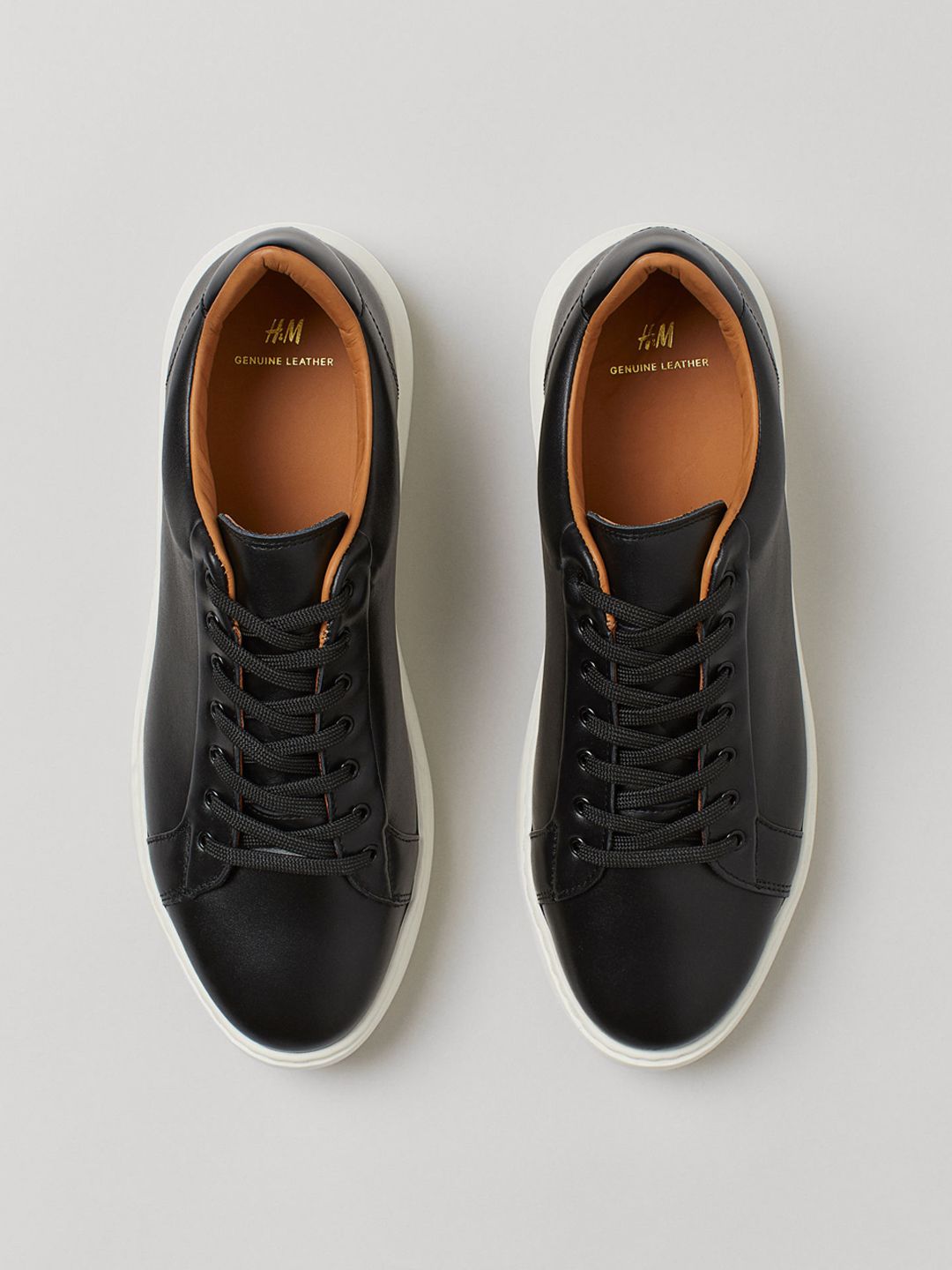 H&M Men Black Leather Trainers