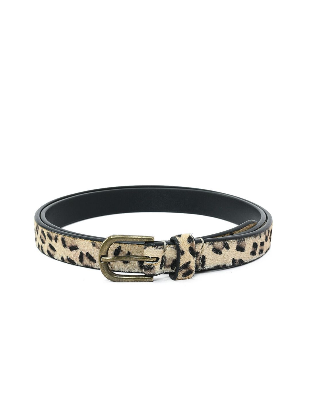 Aditi Wasan Women Beige Animal Printed Leather Belt Price in India