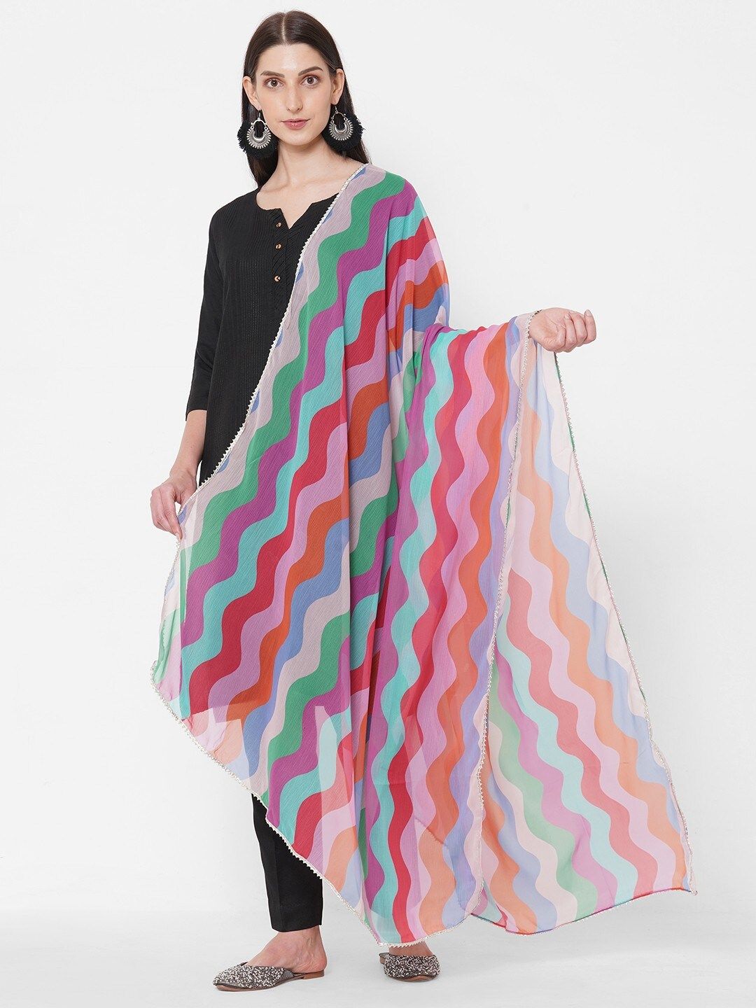 Get Wrapped Multicoloured Printed Dupatta Price in India