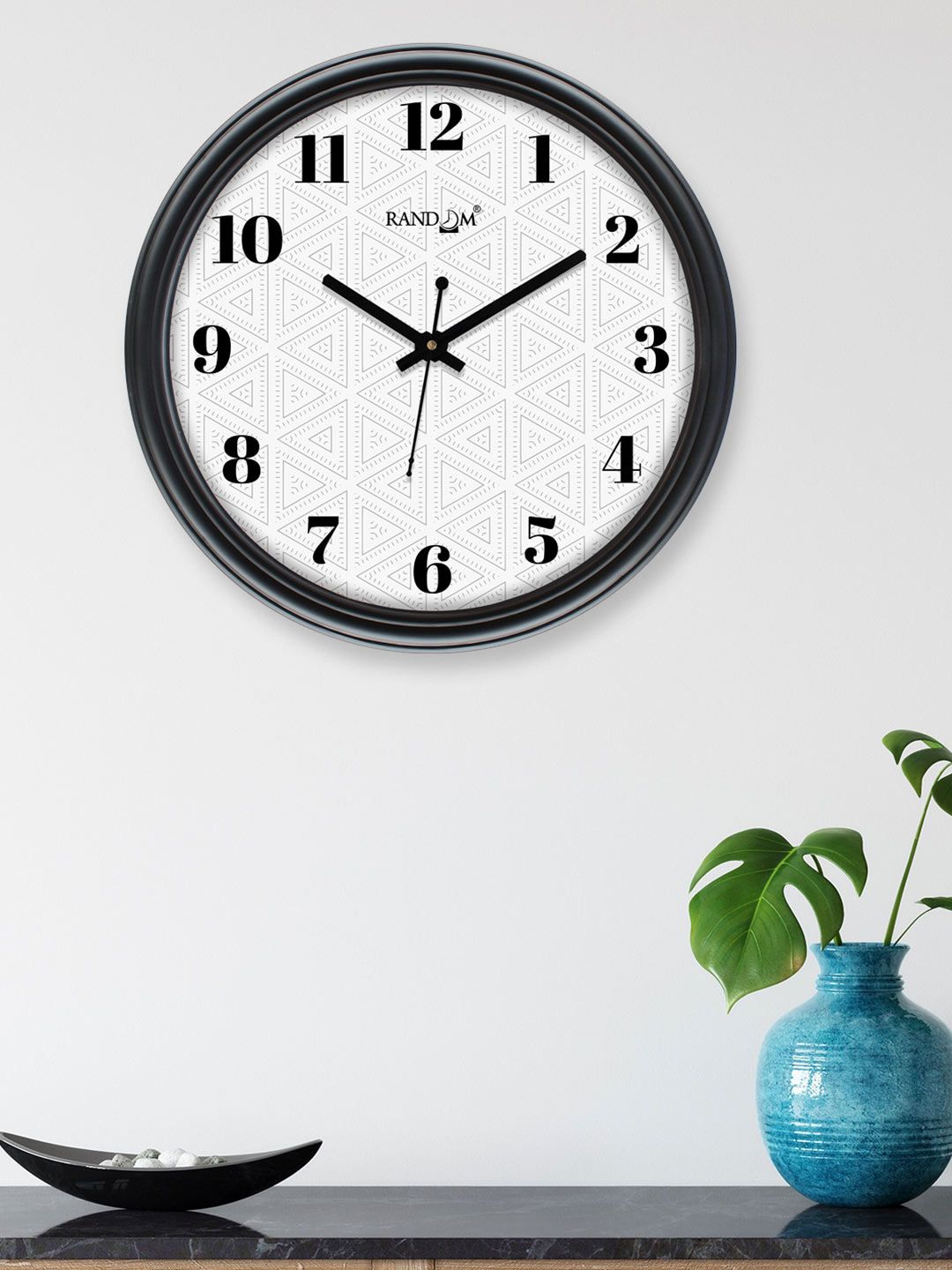 RANDOM White & Black Printed Contemporary 30.48 cm Wall Clock Price in India