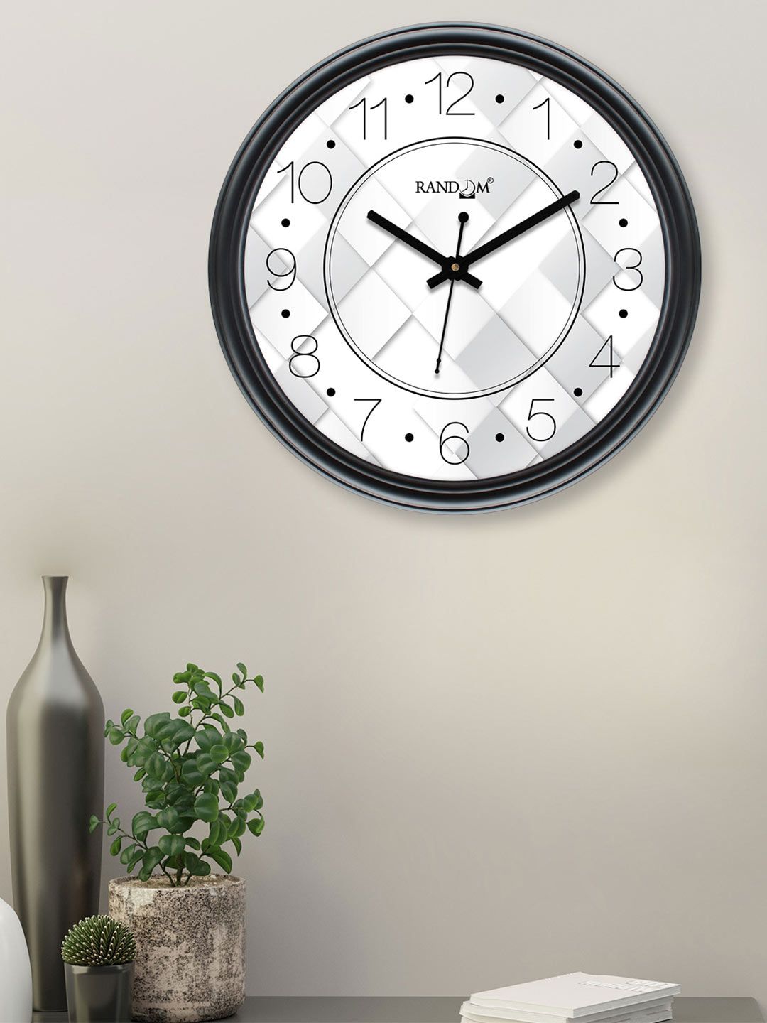 RANDOM White & Grey Printed Contemporary Wall Clock Price in India