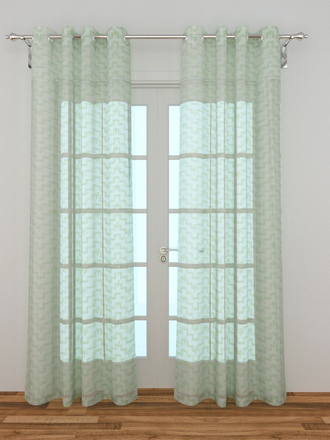 Home Centre Green Single Geometric Sheer Door Curtain Price in India