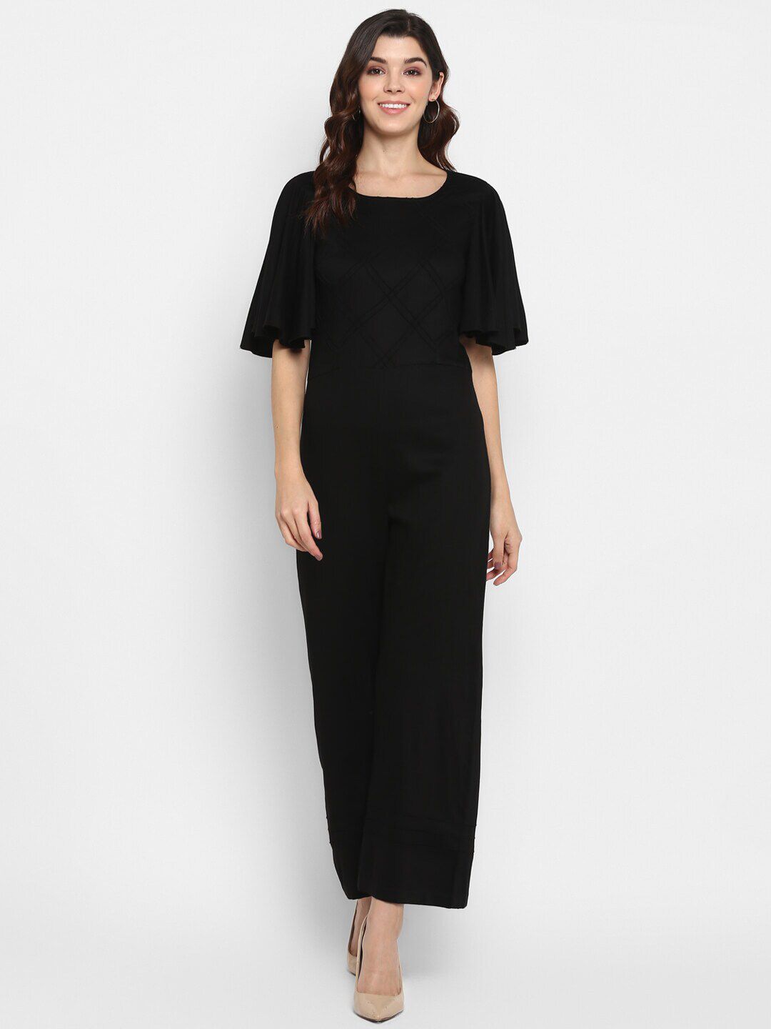 DEEBACO Black Pintucks Jumpsuit Price in India