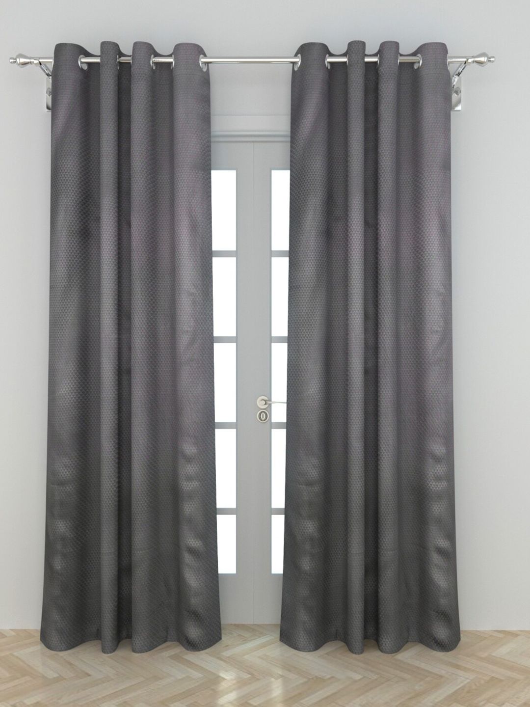 Home Centre Grey Set of 2 Door Curtain Price in India
