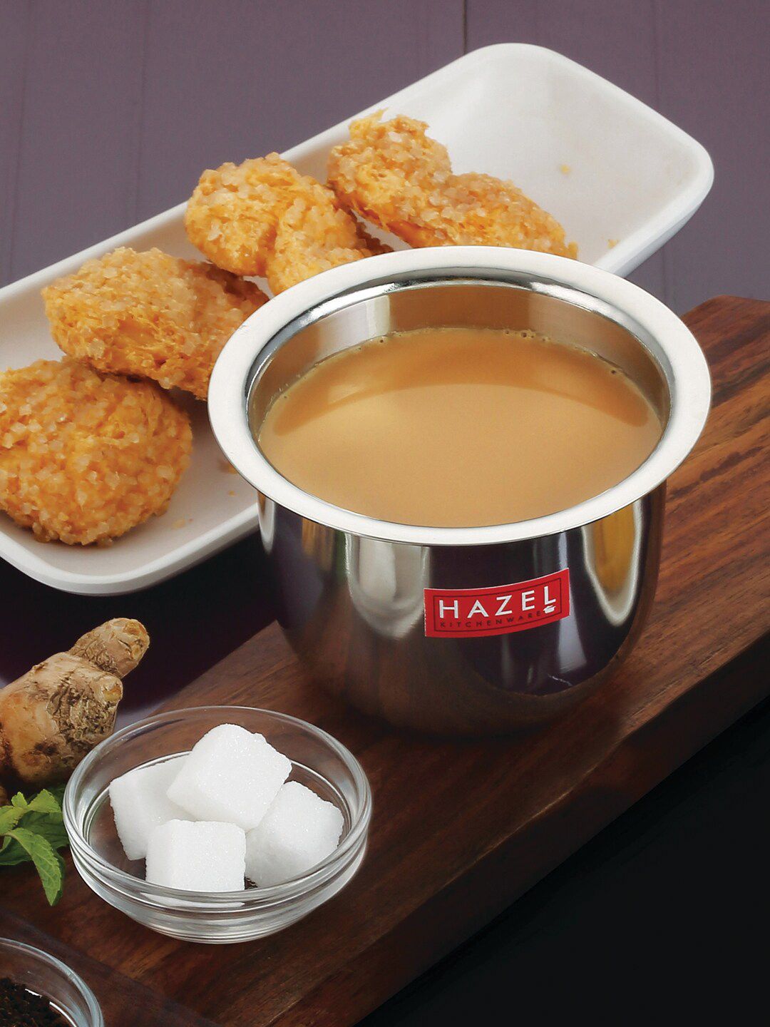 HAZEL Silver Solid Stainless Steel Glossy Cups Set of Cups and Mugs Price in India