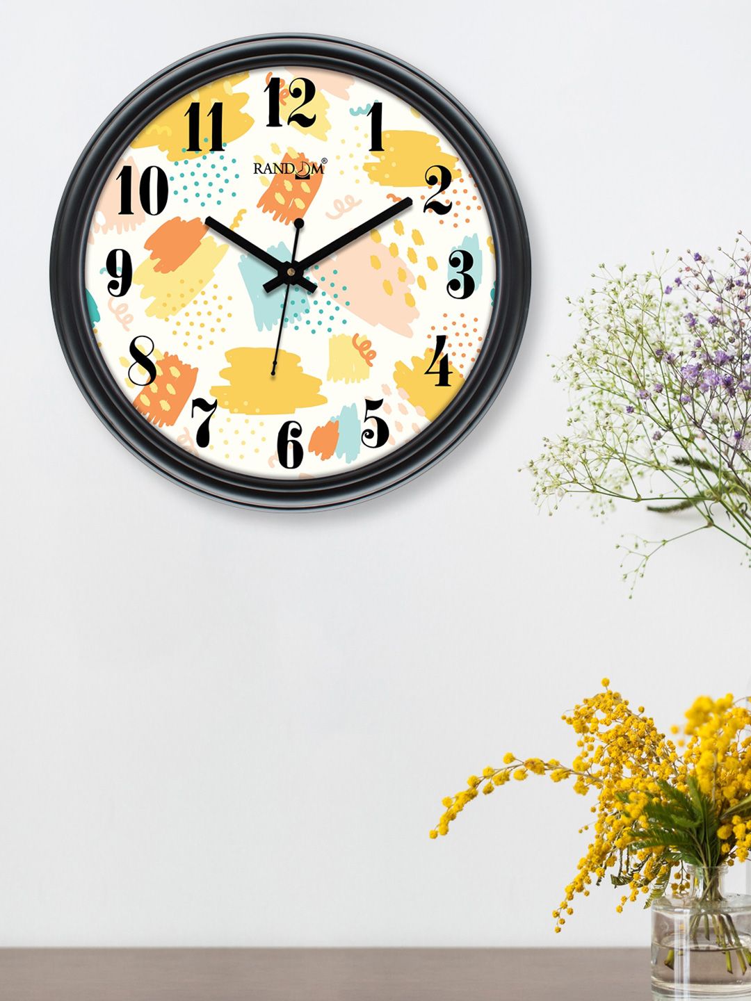 RANDOM Black & White Printed Contemporary Wall Clock Price in India