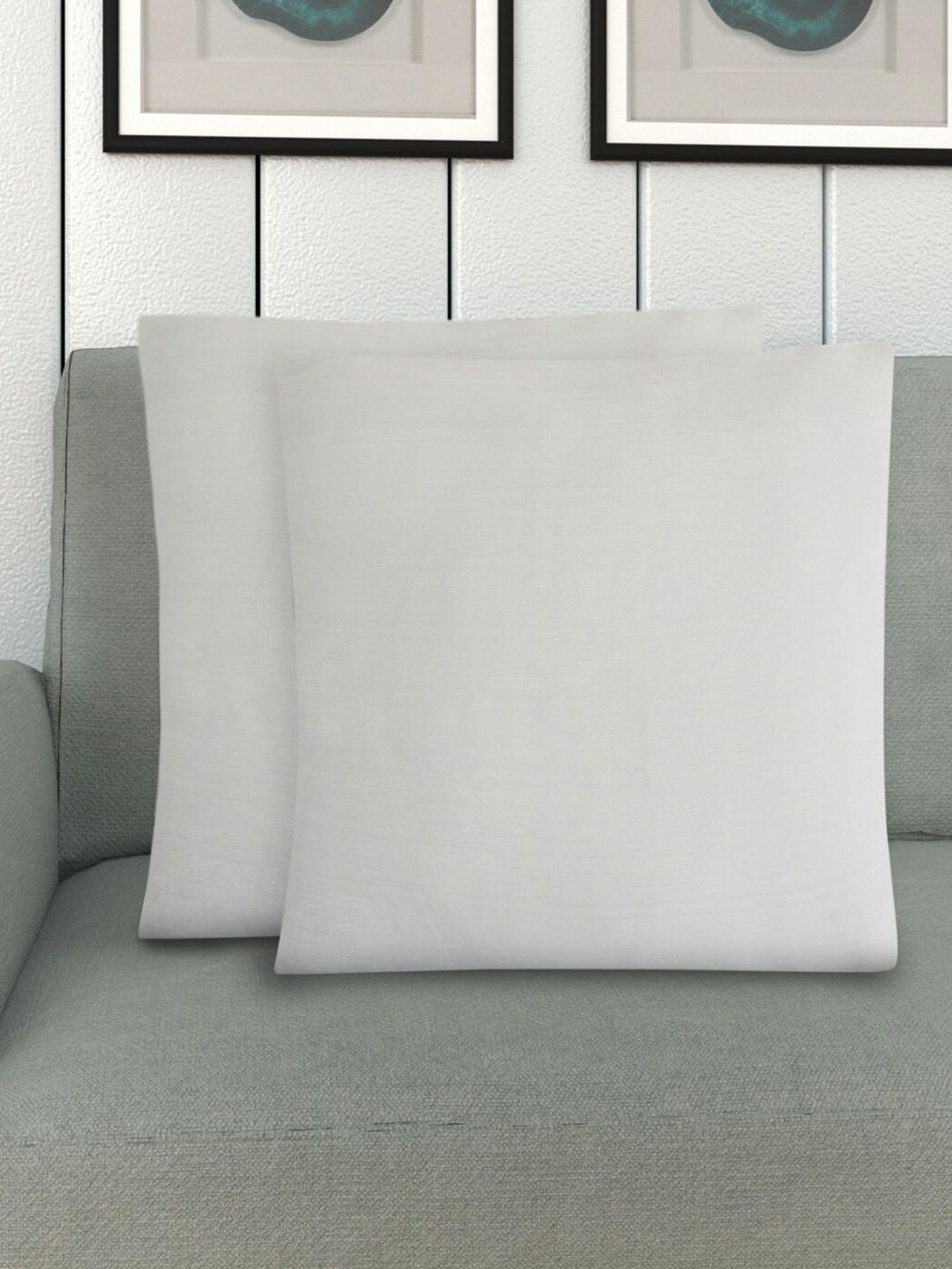 Home Centre White Set of 2 Square Cushion Covers Price in India