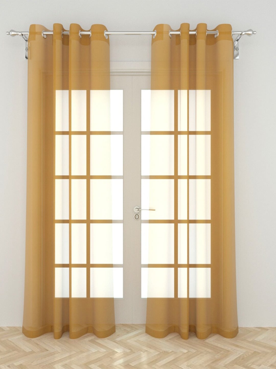 Home Centre Yellow Set of 2 Sheer Door Curtain Price in India