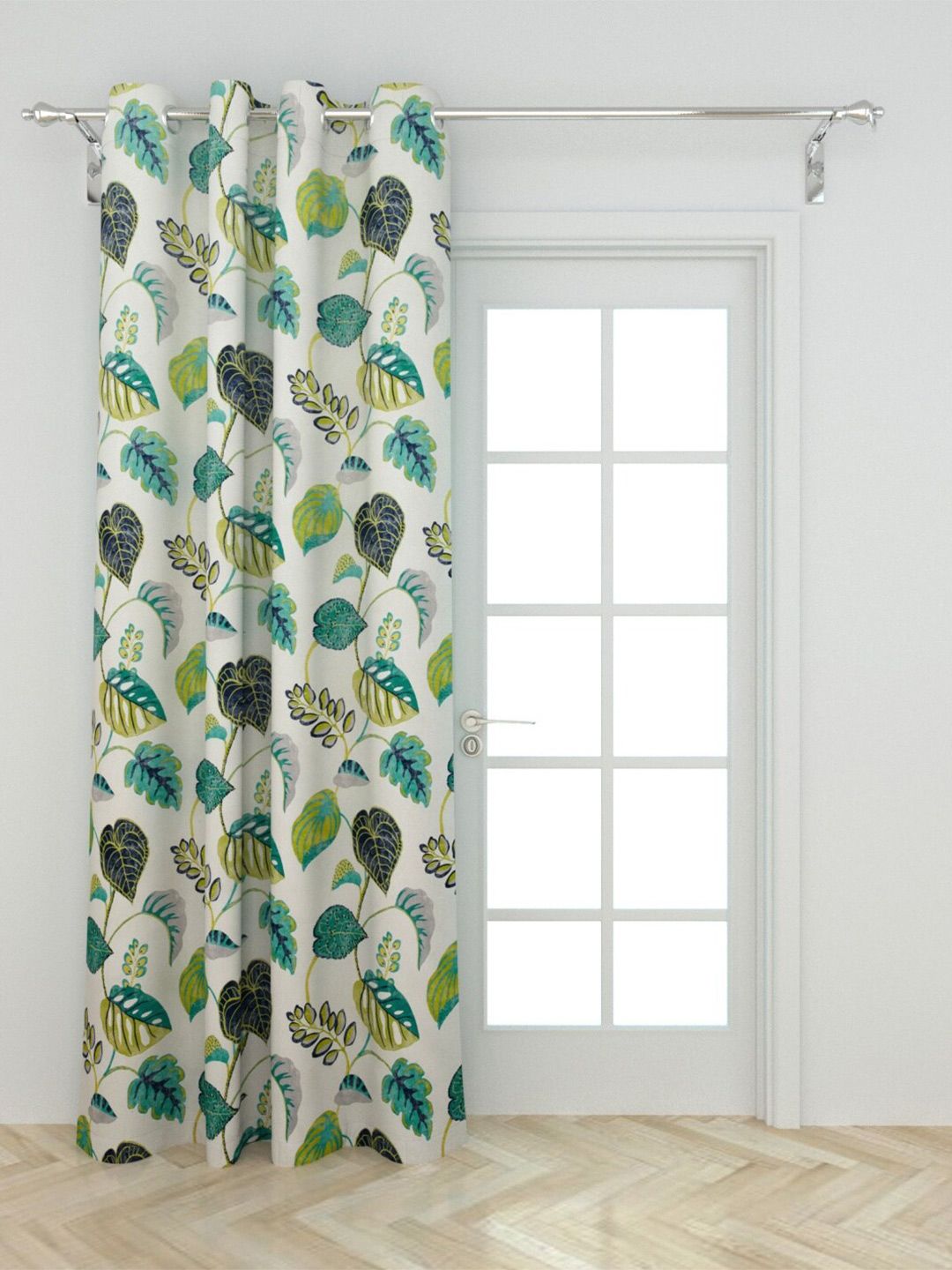 Home Centre White & Blue Floral Door Curtain Price in India