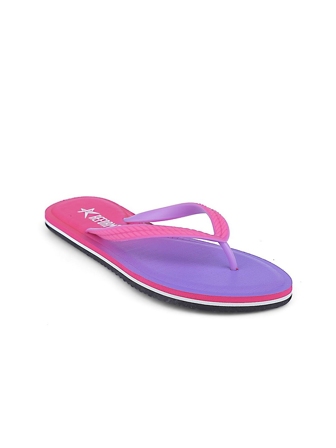 REFOAM Women Pink & Purple Colourblocked Rubber Thong Flip-Flops Price in India