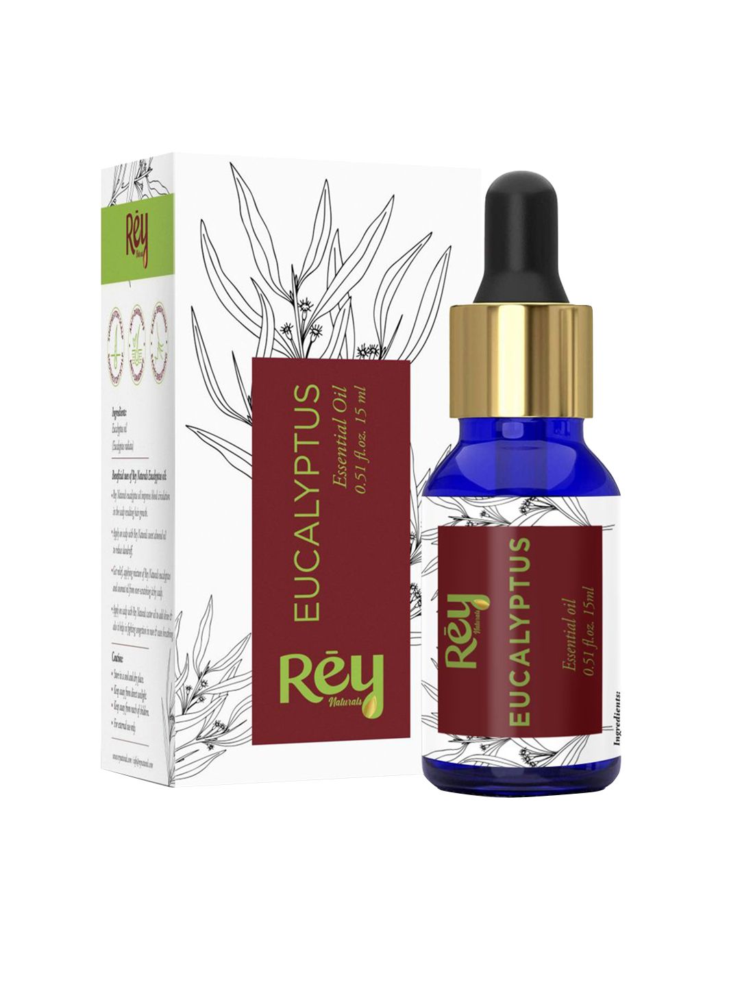 Rey Naturals Eucalyptus Essential Oil 100% Natural For Aromatherapy Cotton - 15 ml Price in India