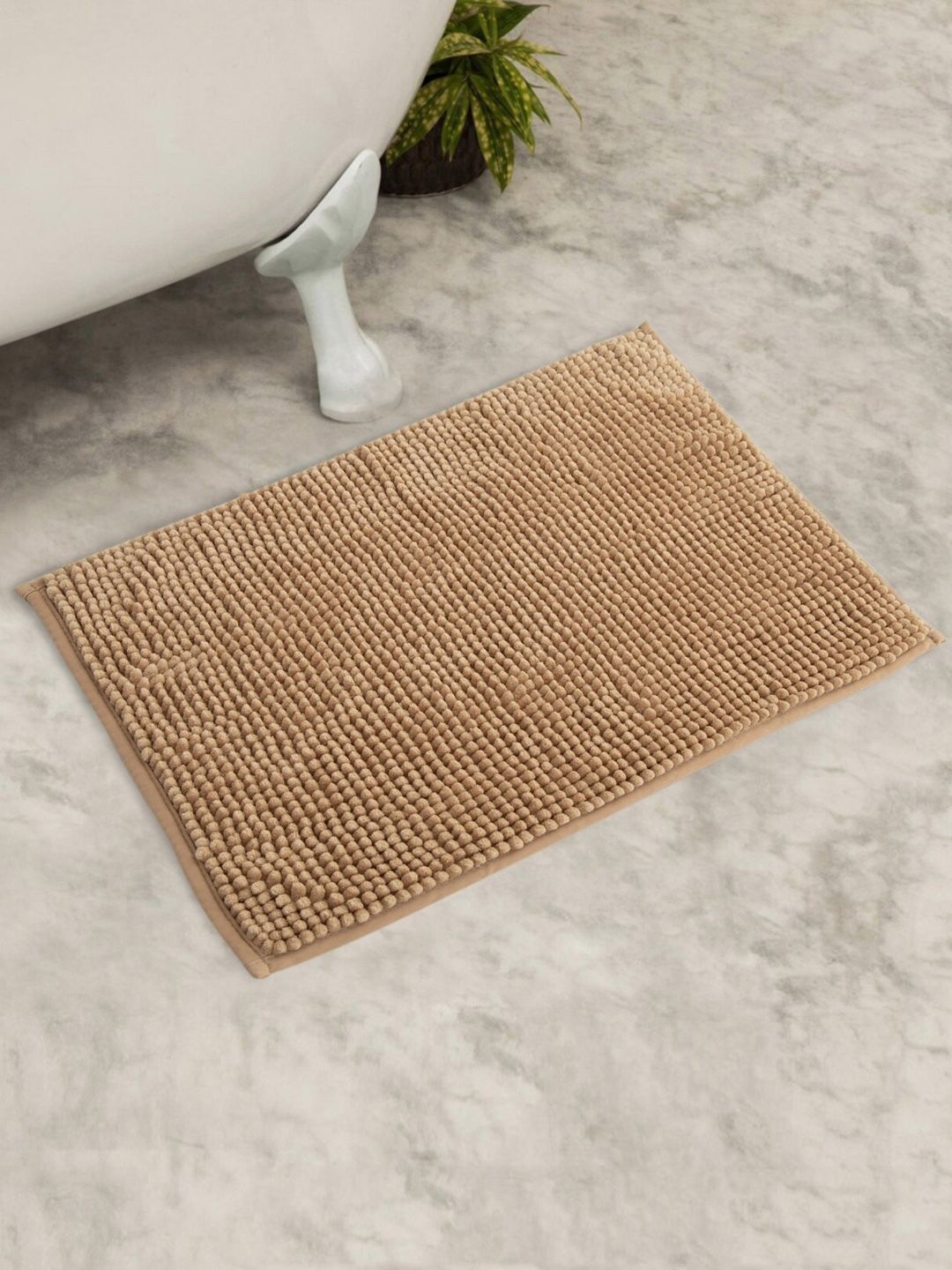 Home Centre Beige Solid 1200 GSM Marshmallow Poppy Bath Rug Price in India