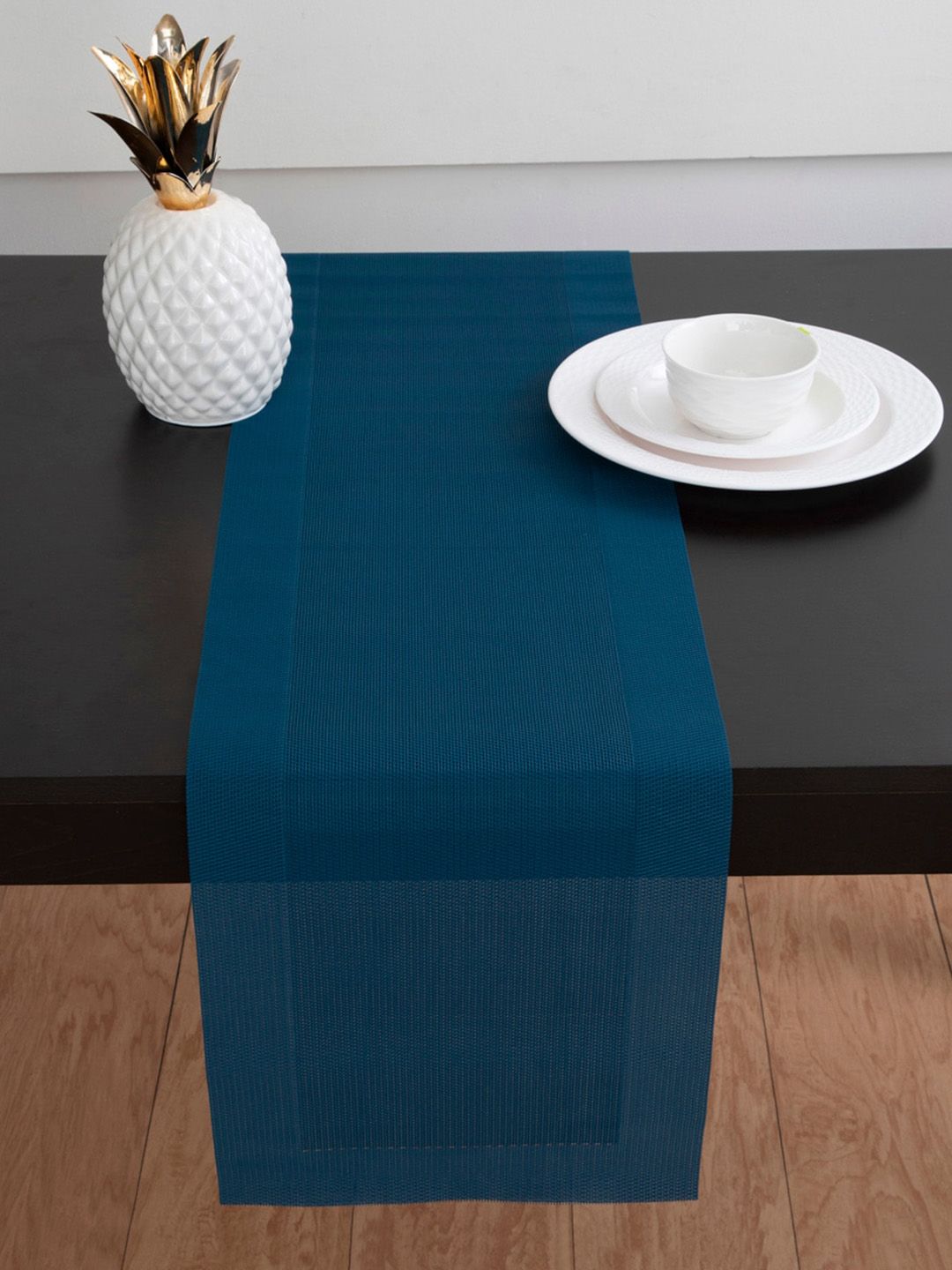 Home Centre Blue Solid Pure Cotton Rectangular Table Runner Price in India