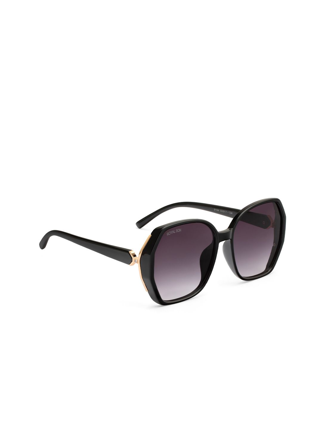 ROYAL SON Women Grey Lens & Black Oversized Sunglasses with UV Protected Lens Price in India