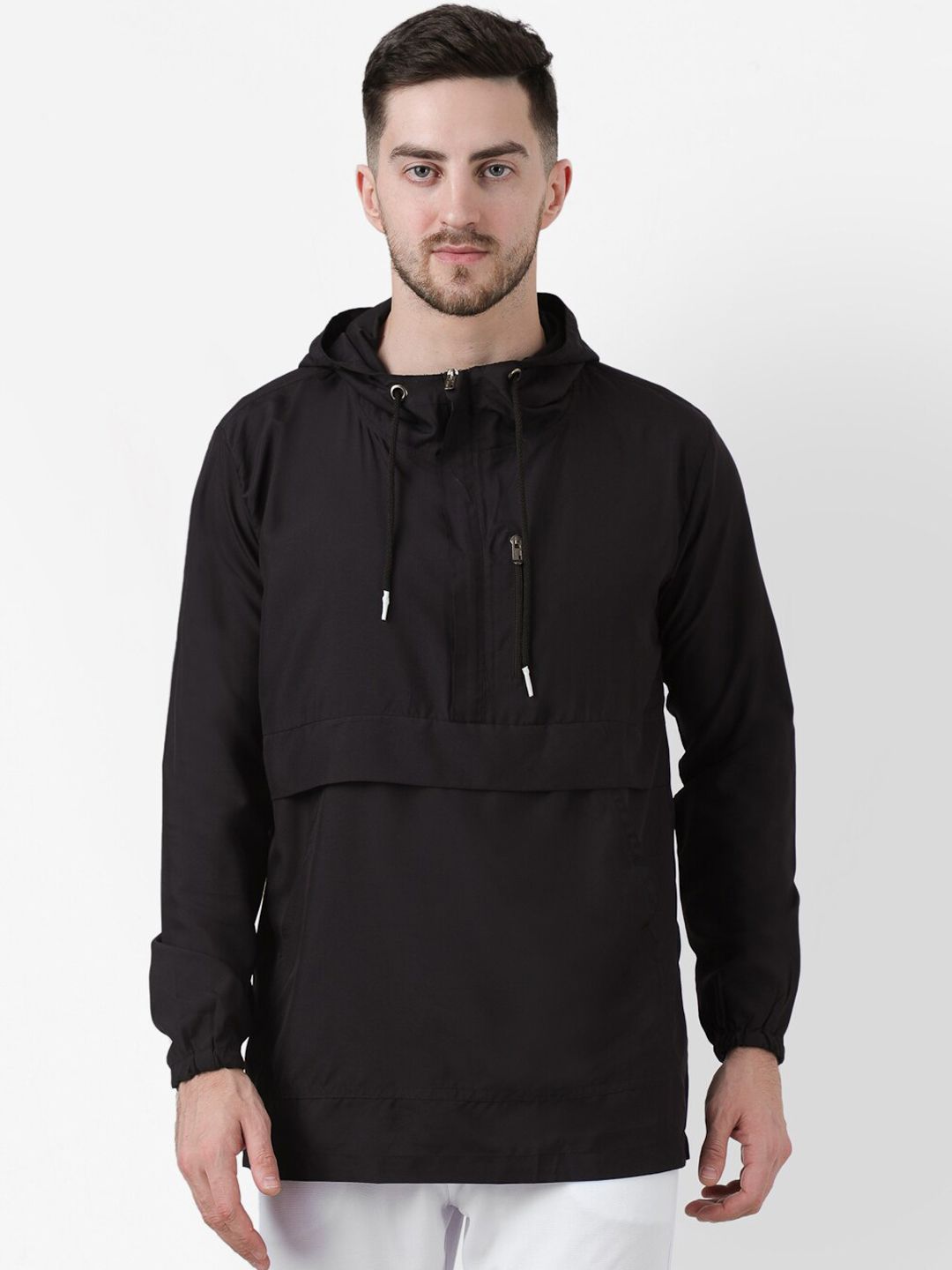 PAUSE SPORT Men Black Windcheater and Water Resistant Tailored Jacket