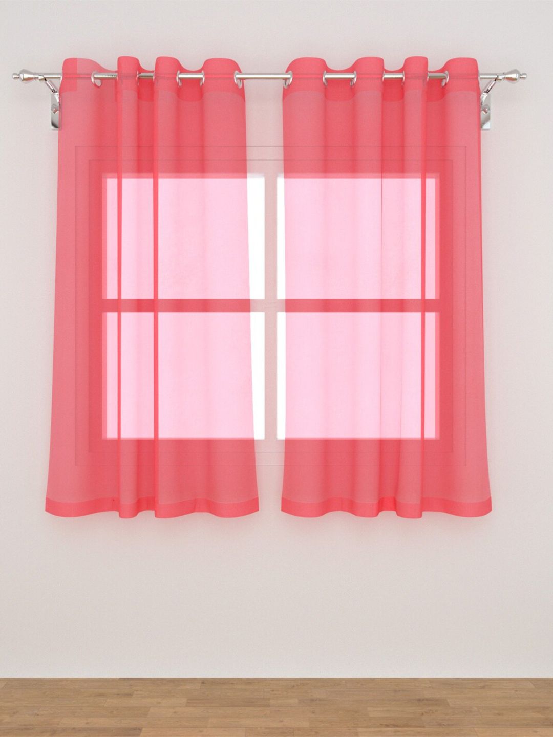 Home Centre Pink Set of 2 Sheer Window Curtain Price in India