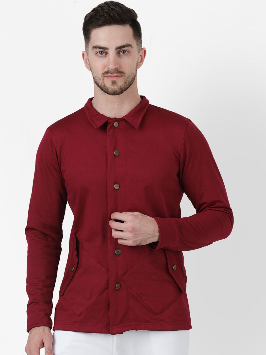 PAUSE SPORT Men Maroon Lightweight Tailored Jacket