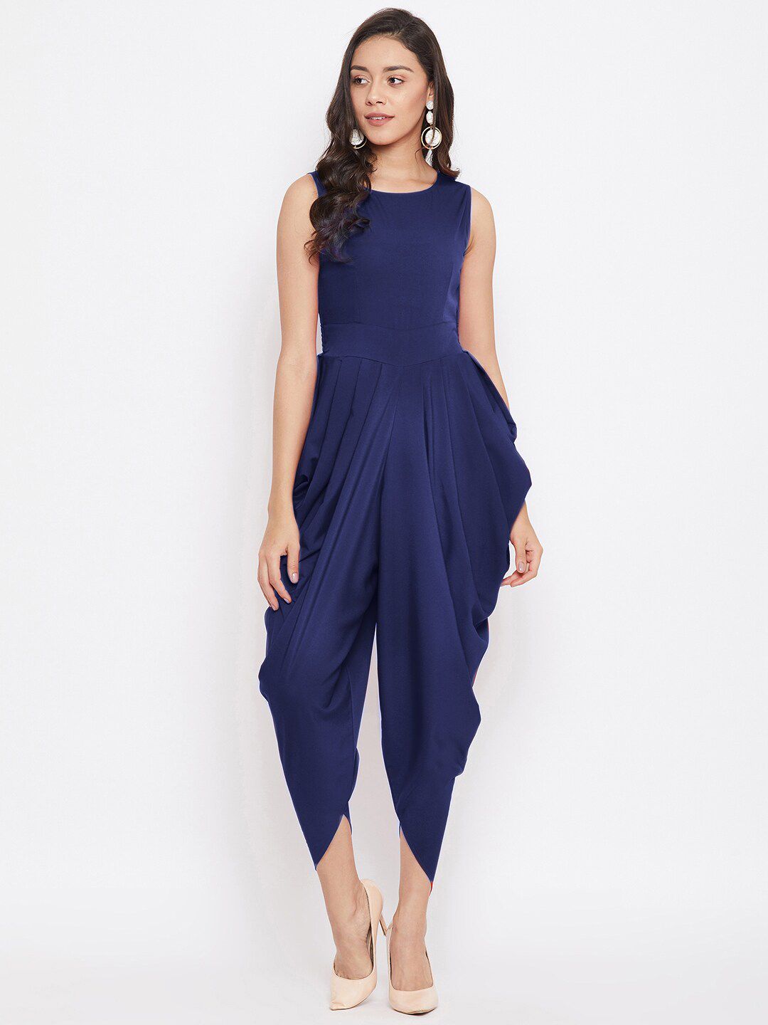 Uptownie Lite Women Navy Blue Solid Dhoti Jumpsuit Price in India