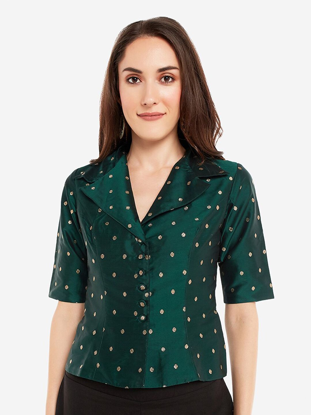 Desi Weavess Green Regular Top