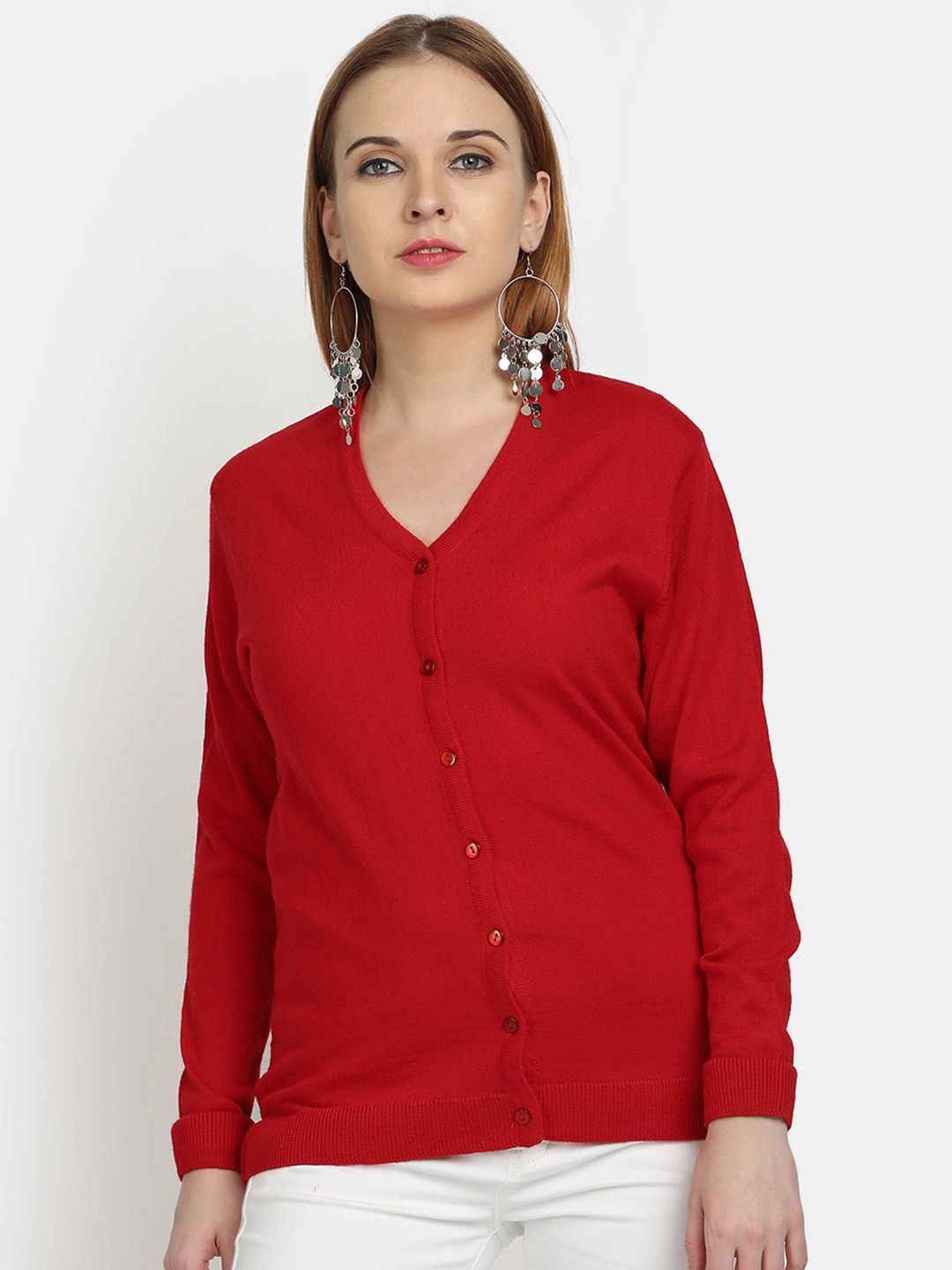 PICOT Women Red Cardigan Price in India