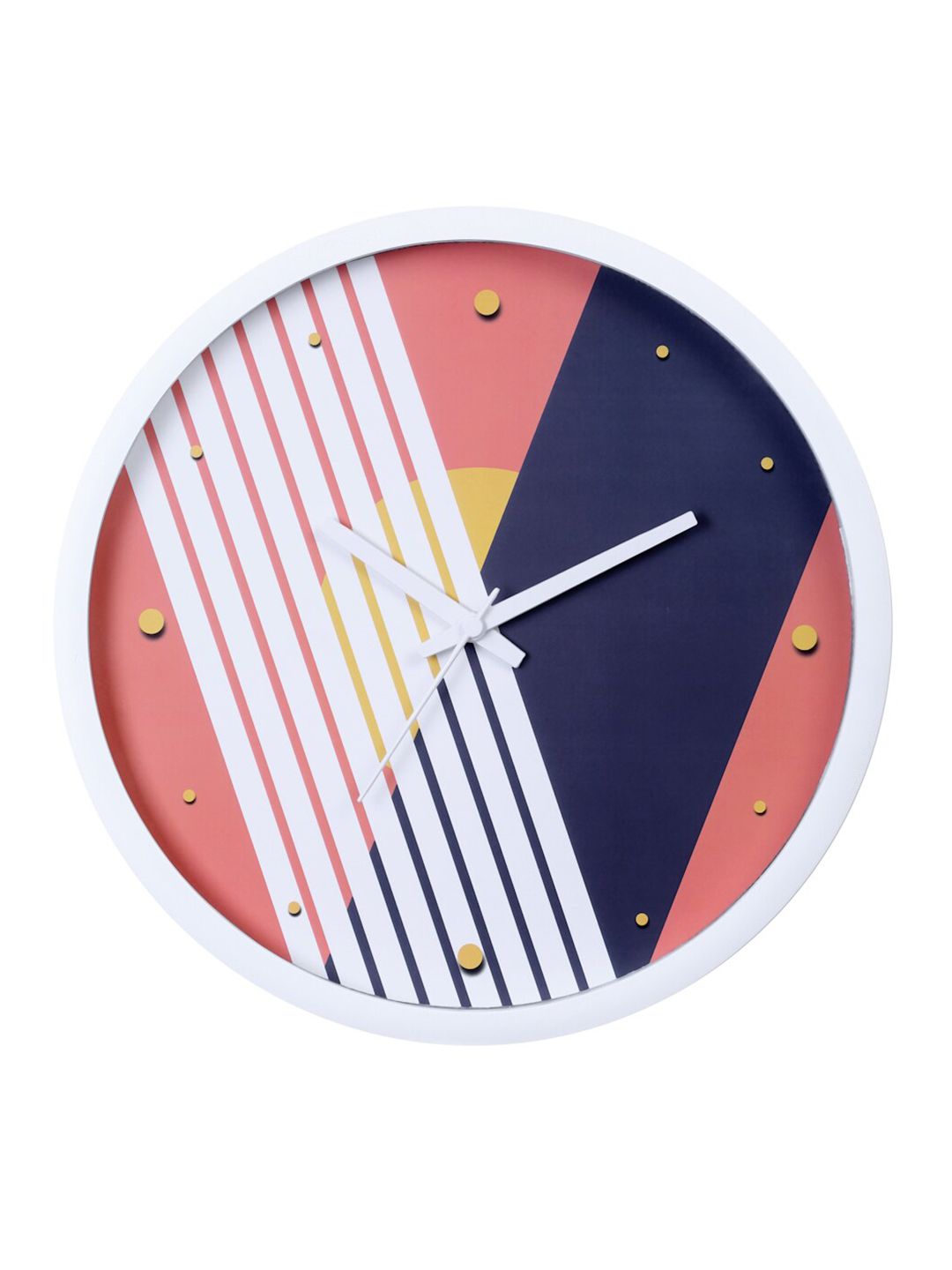 Bodh Design Pink & Navy Blue Printed Contemporary Wall Clock Price in India