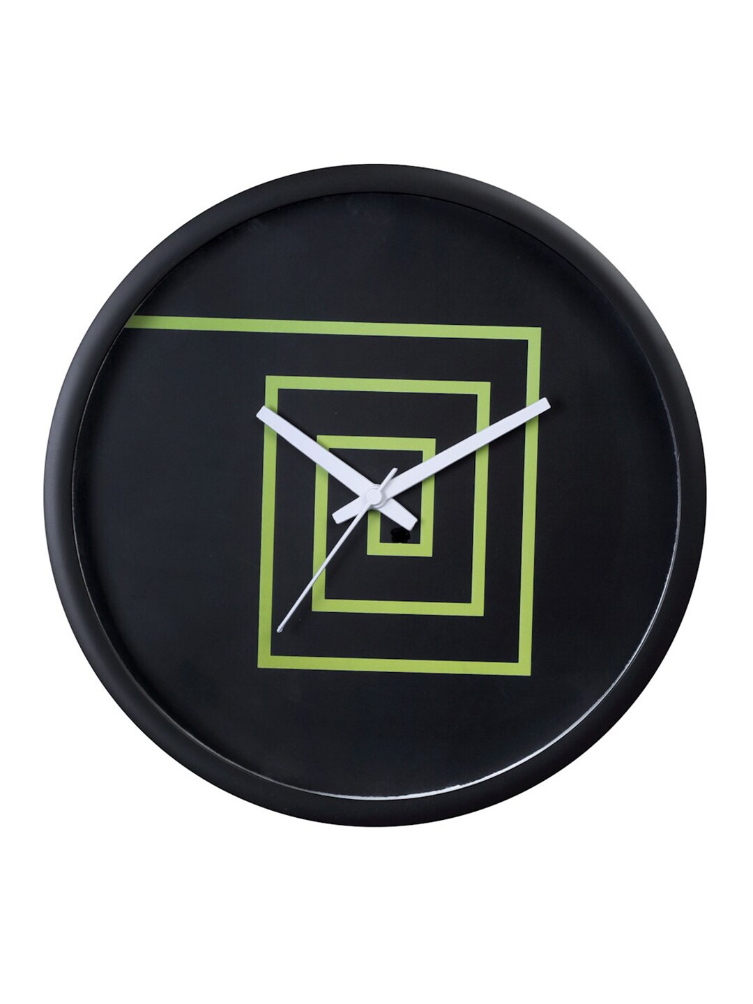 Bodh Design Black & Green Printed Contemporary 28 Cm Analogue Wall Clock Price in India