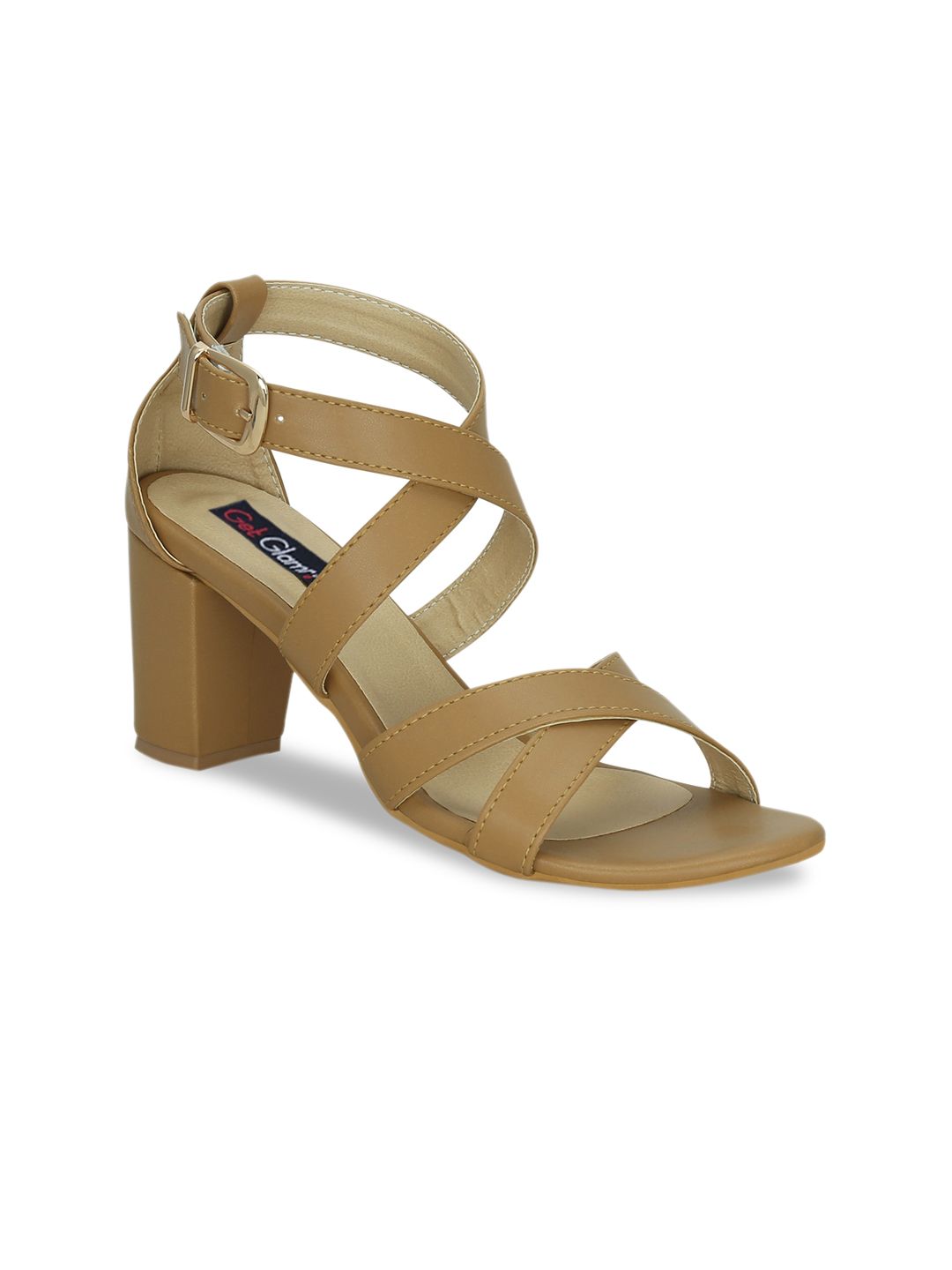 Get Glamr Beige Block Sandals with Buckles Price in India