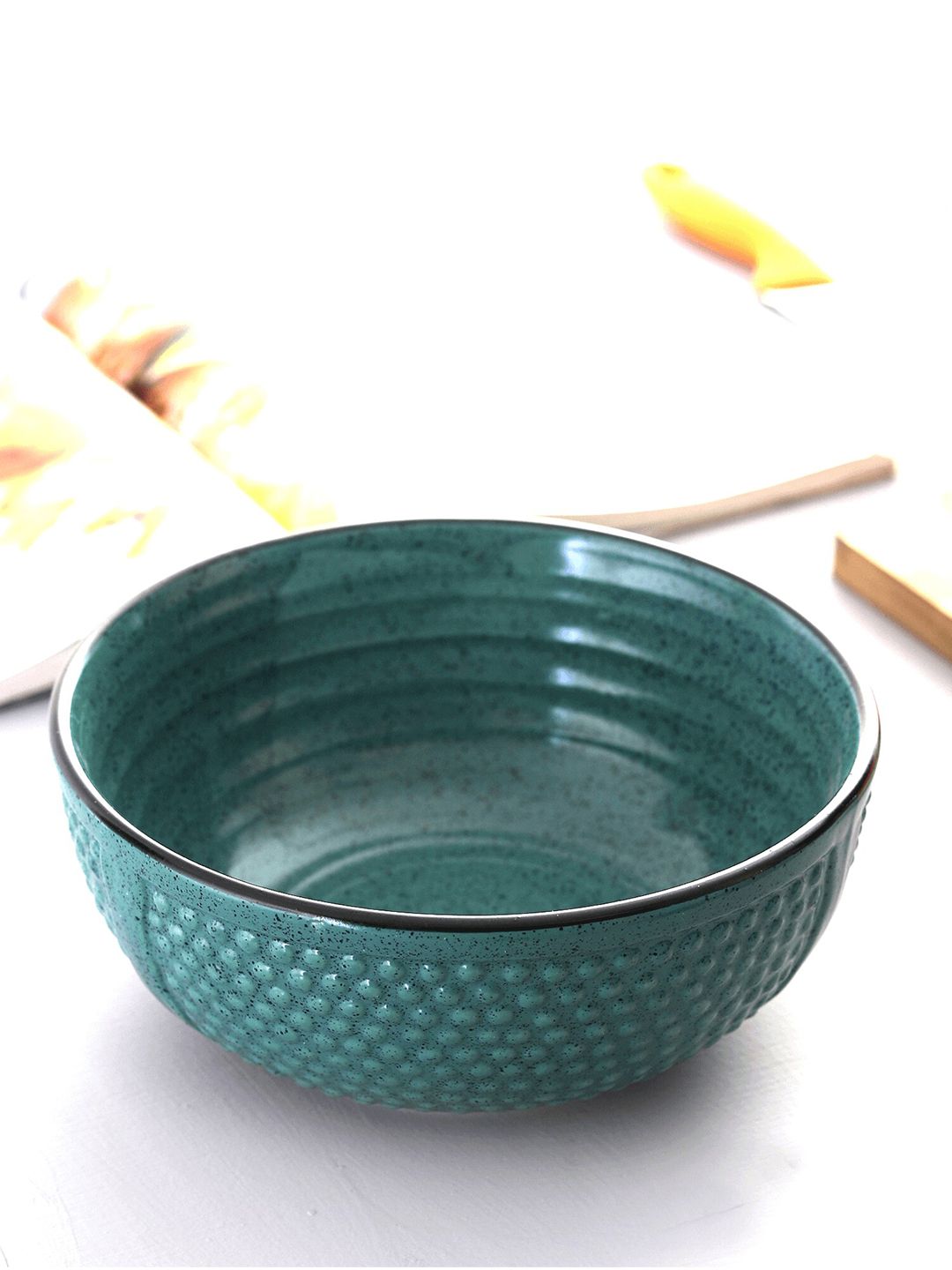 MIAH Decor Green Ceramic Glossy Serving Bowl Price in India