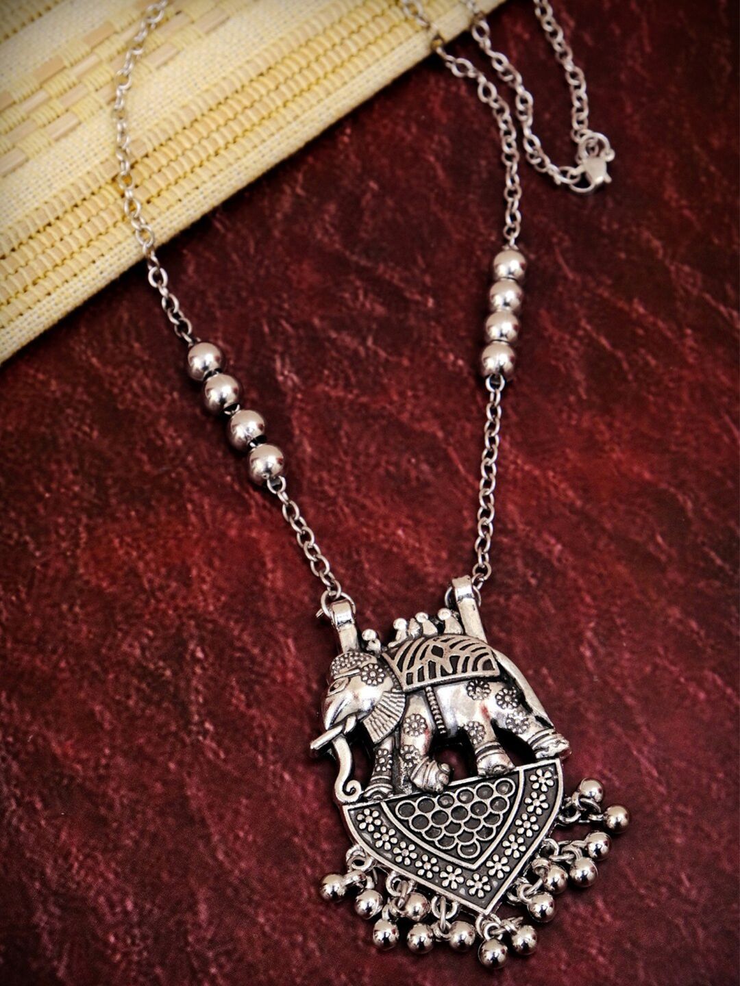 Crunchy Fashion Silver-Plated Oxidized German Silver Antique Necklace Price in India