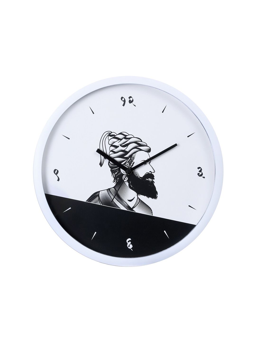 Bodh Design White & Black Printed Contemporary Wall Clock Price in India