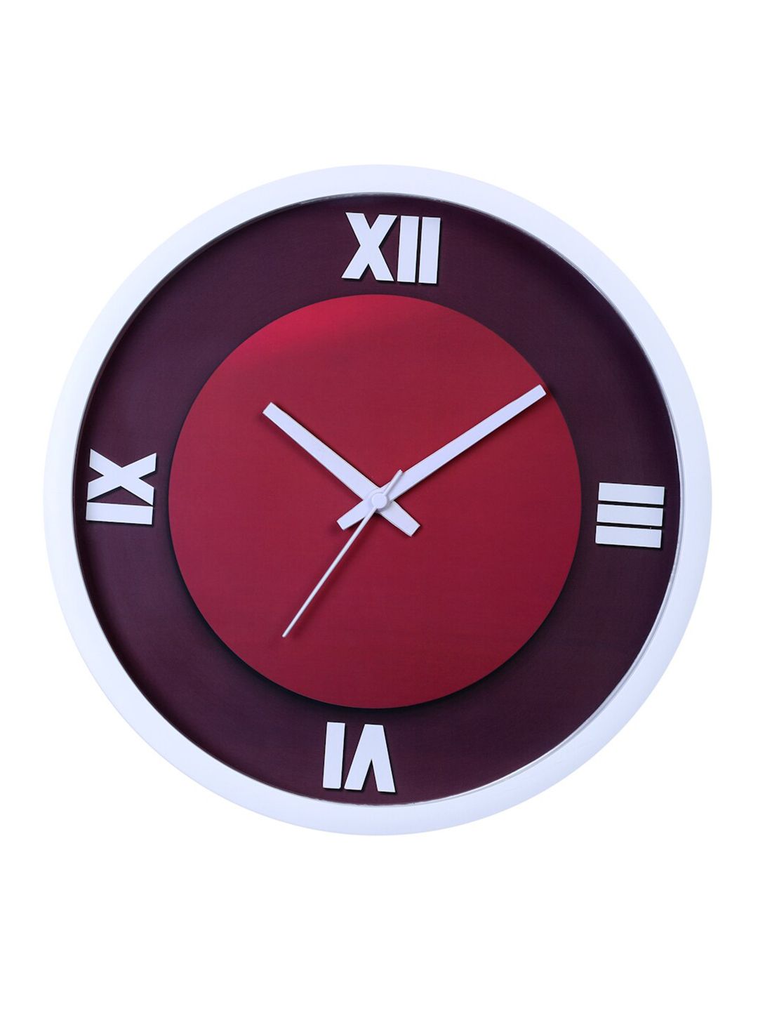 Bodh Design Red & Burgundy Colourblocked Contemporary Wall Clock Price in India