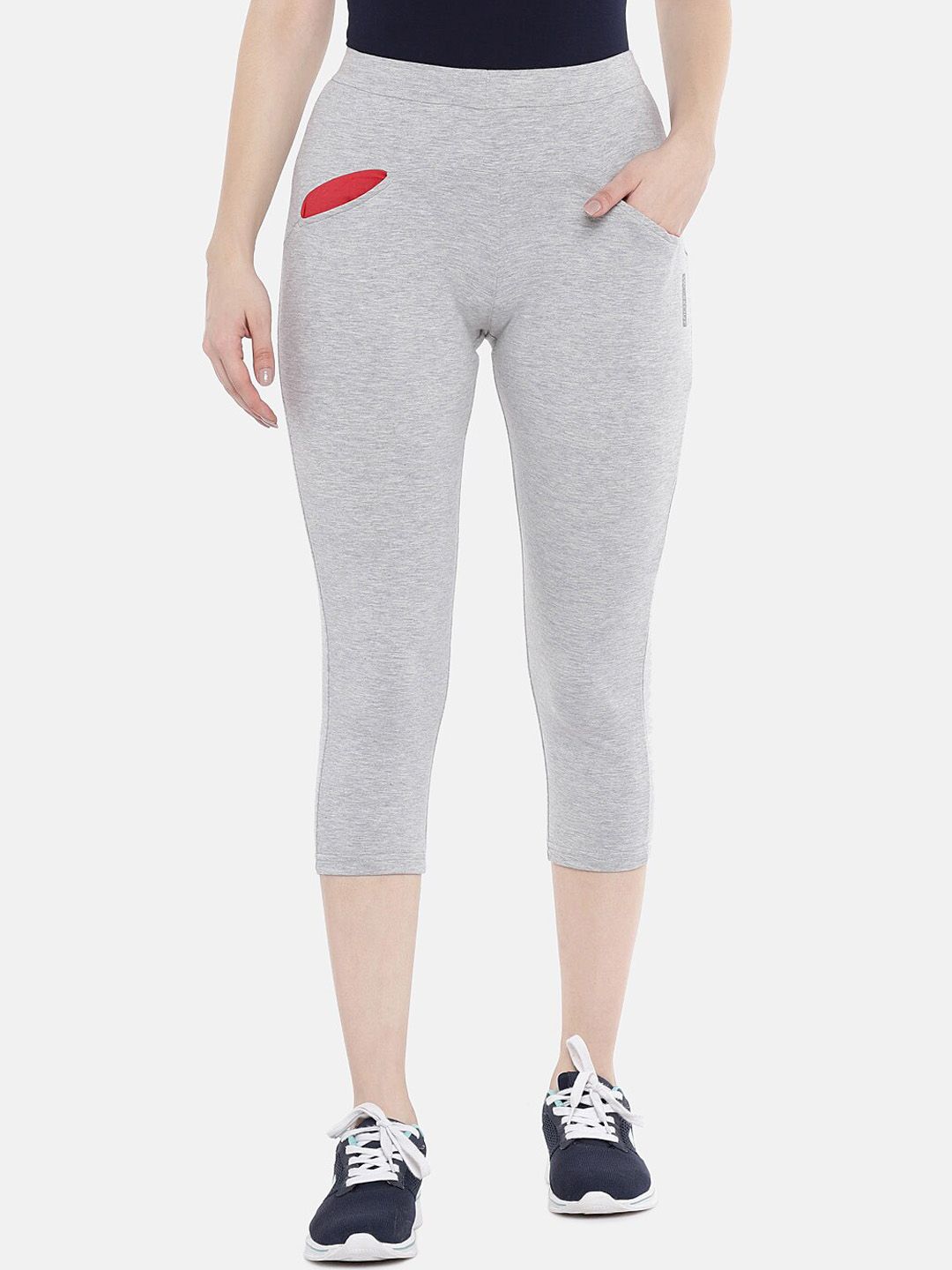 Sweet Dreams Women Grey Melange Solid Cotton Capri Lounge Pants Price in India