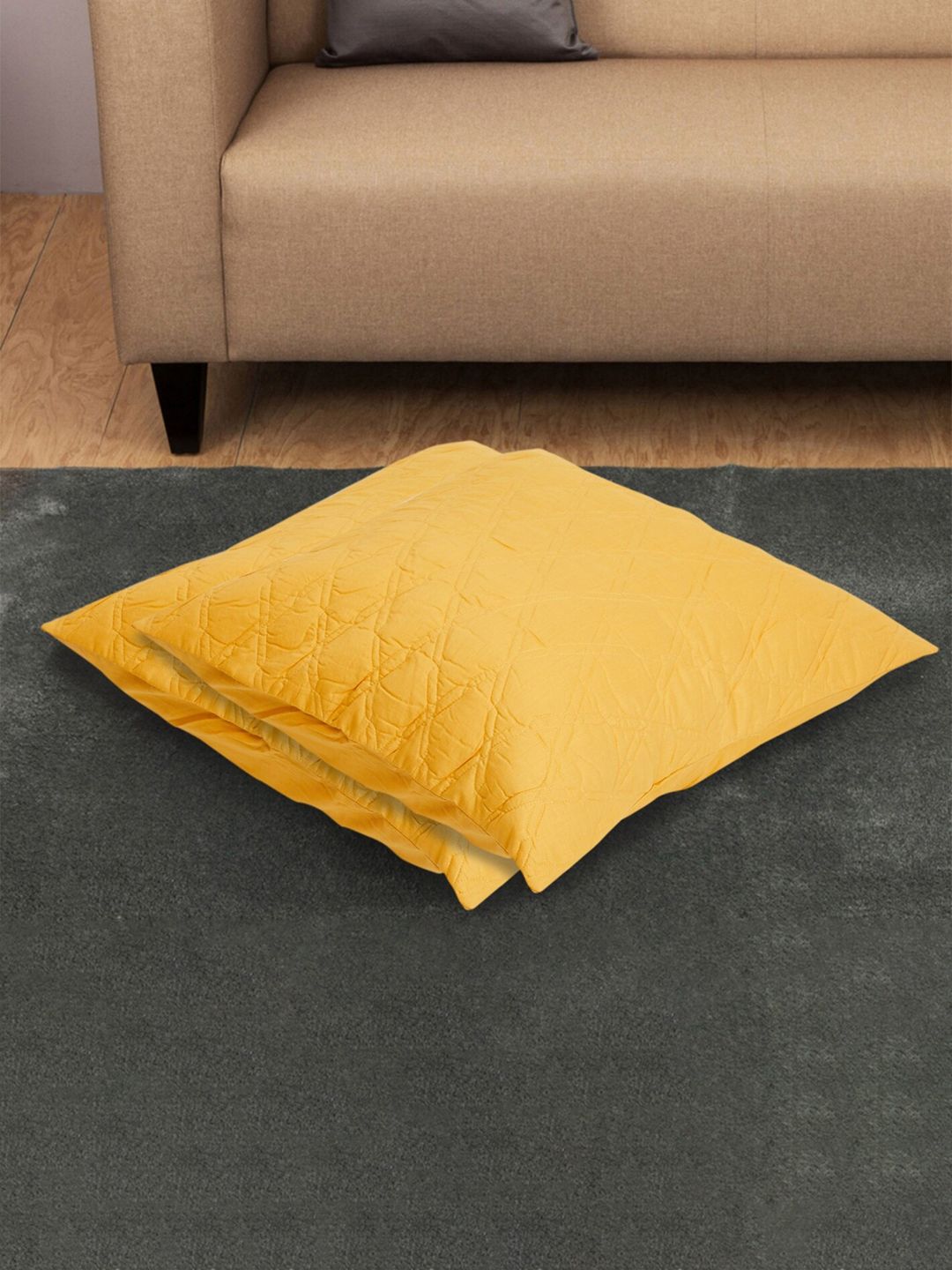 Home Centre Yellow Set of 2 Square Cushion Covers Price in India