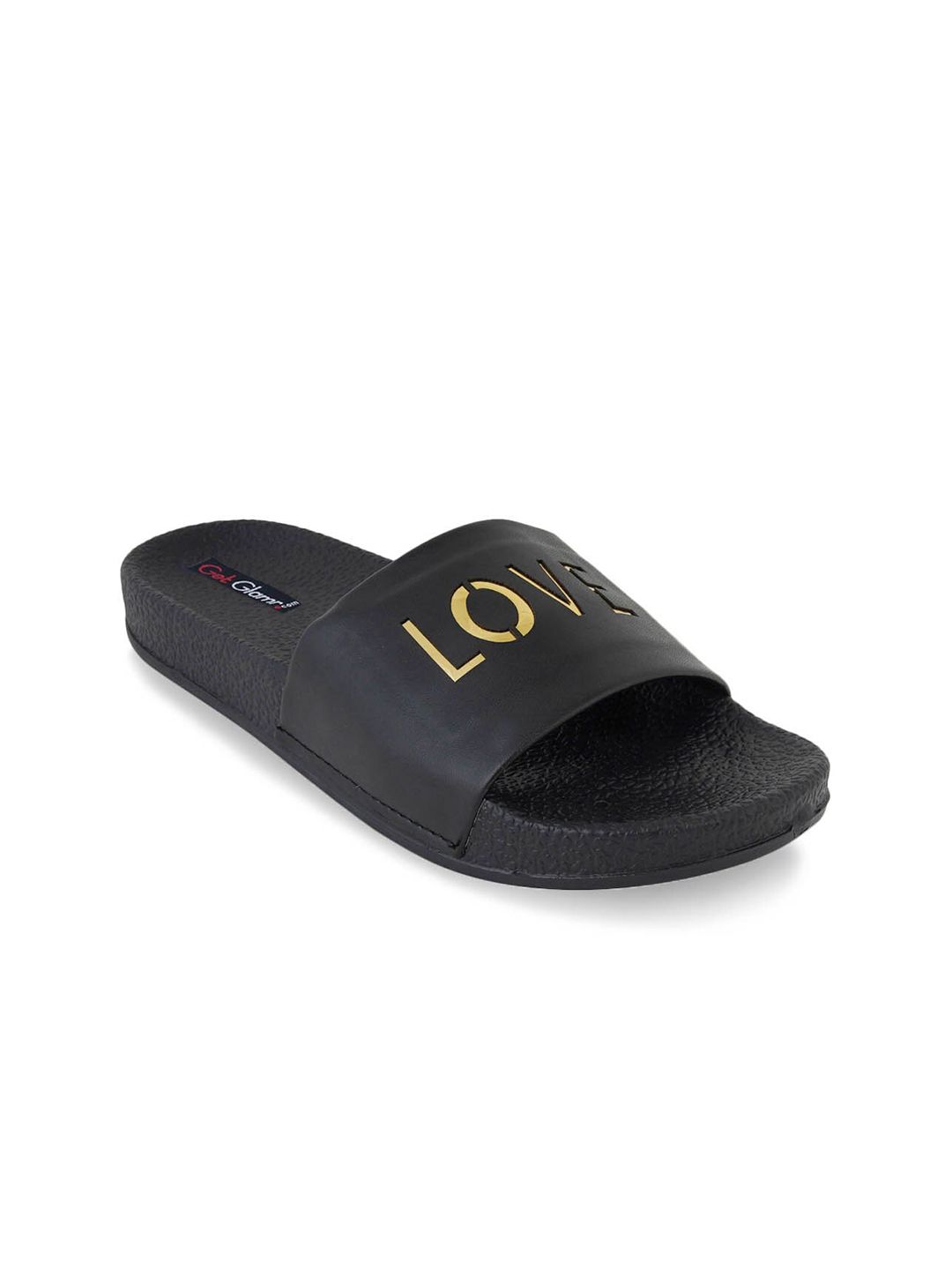 Get Glamr Women Black Printed Sliders Price in India