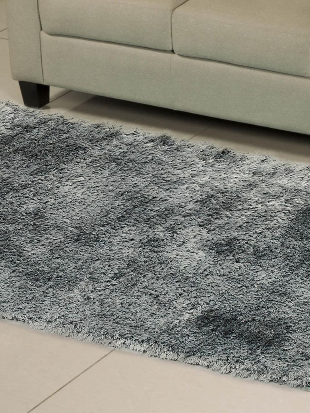 Home Centre Grey Solid Eyelash Rectangular Anti-Skid Carpet Price in India