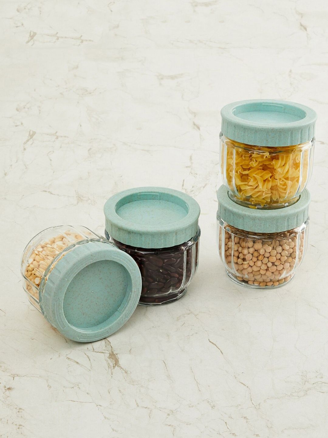Spinel Glass Jar with Lid - 450ml - Set of 4 Price in India