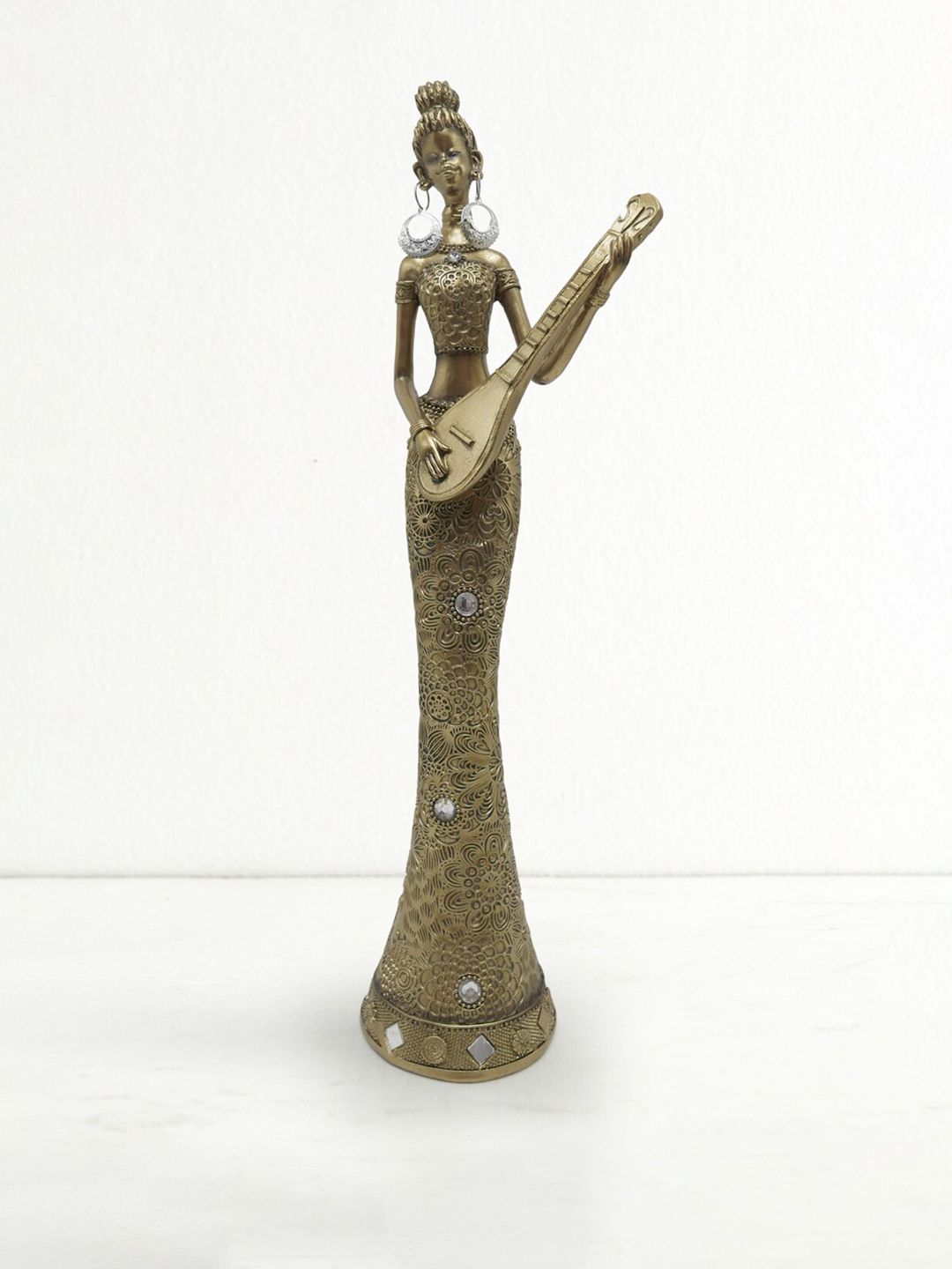 Home Centre Gold-Toned & White Corsica African Musician Figurine Showpiece Price in India