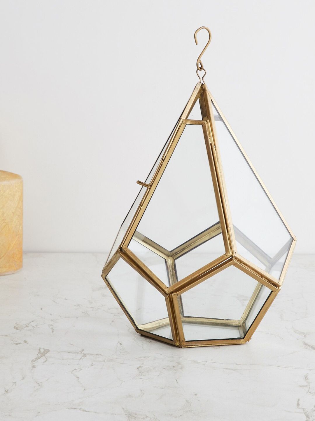 Home Centre Gold-Toned & Transparent Eternity Geometric Terrarium Showpiece Price in India