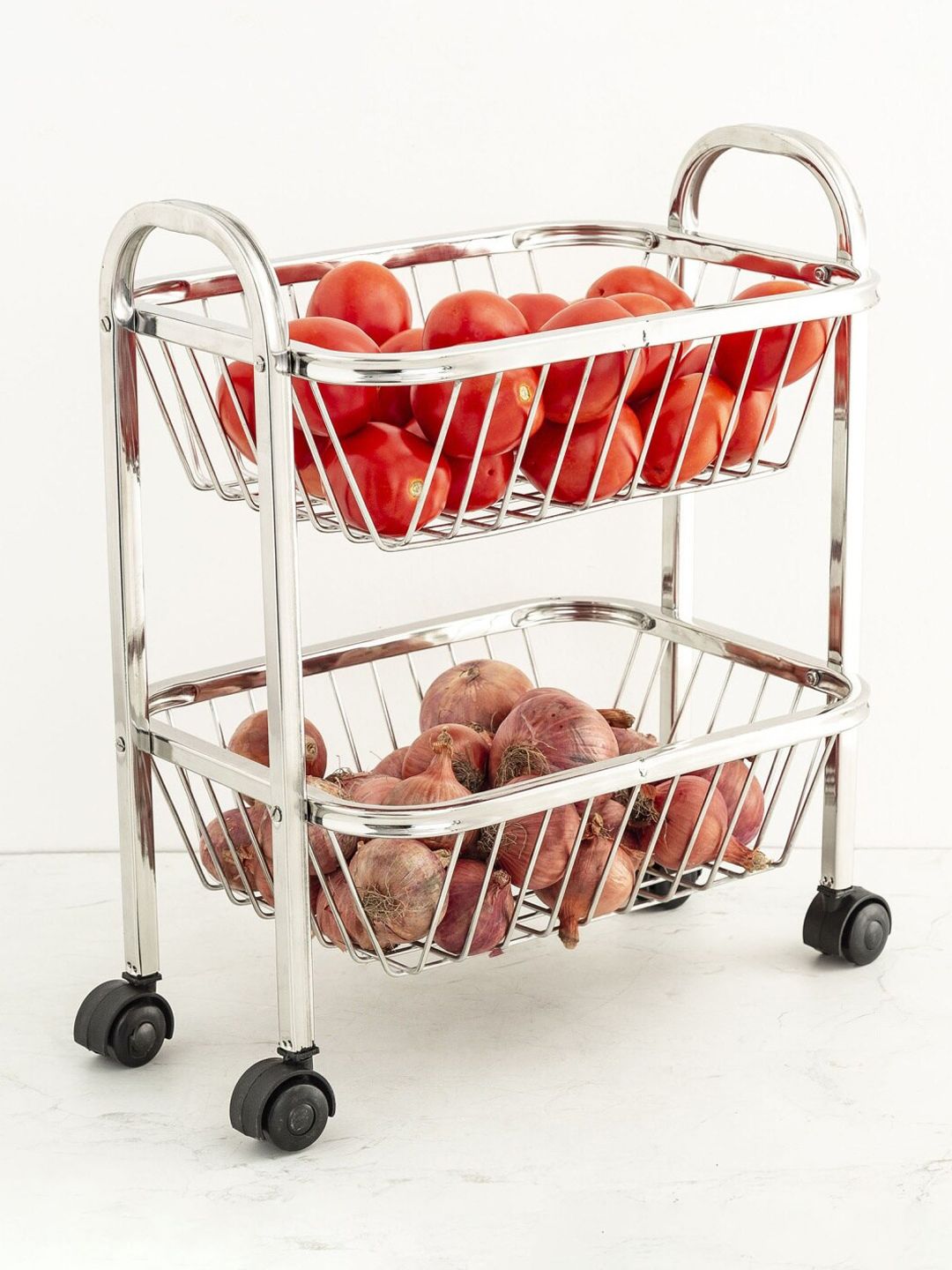 Home Centre Silver-Toned Corsica 2-Tier Rectangular Kitchen Trolley Price in India