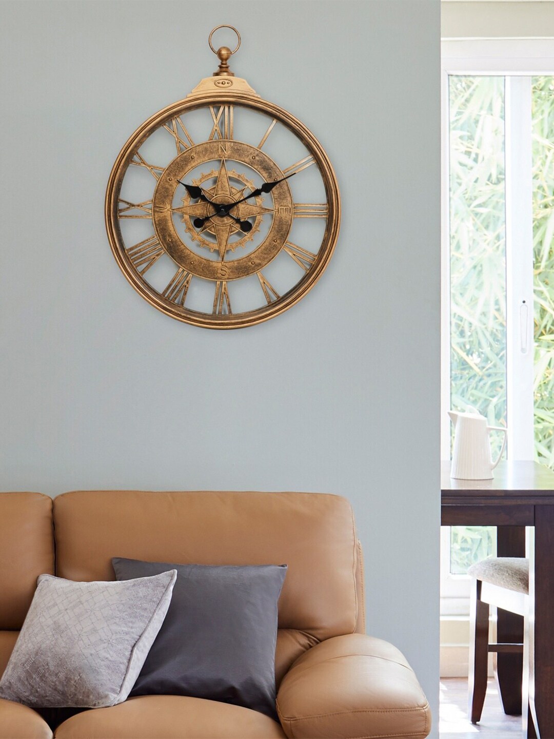 Home Centre Copper & Black Textured Vintage Wall Clock Price in India