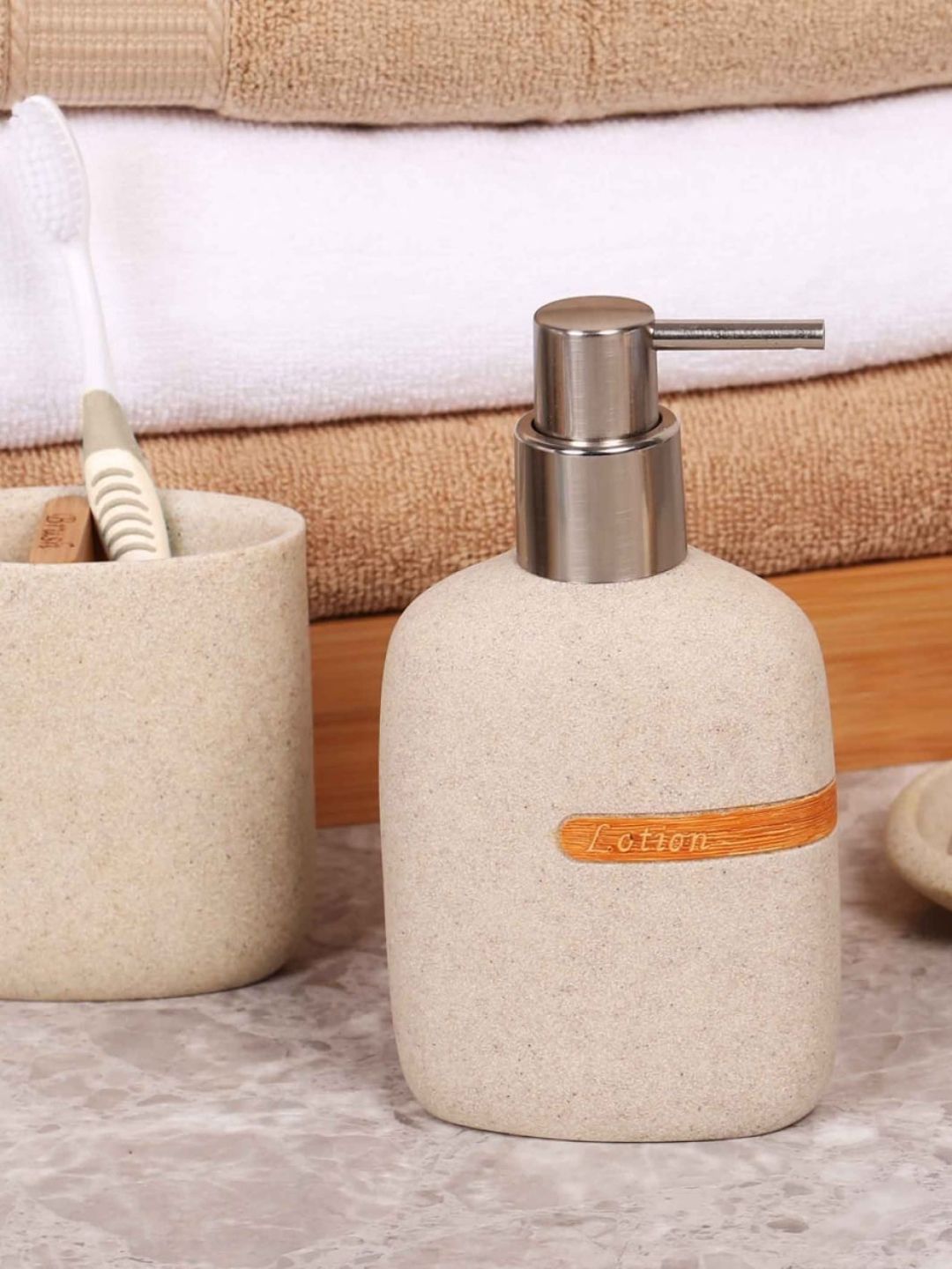 Home Centre Beige Textured Hudson Zen Soap Dispenser Price in India