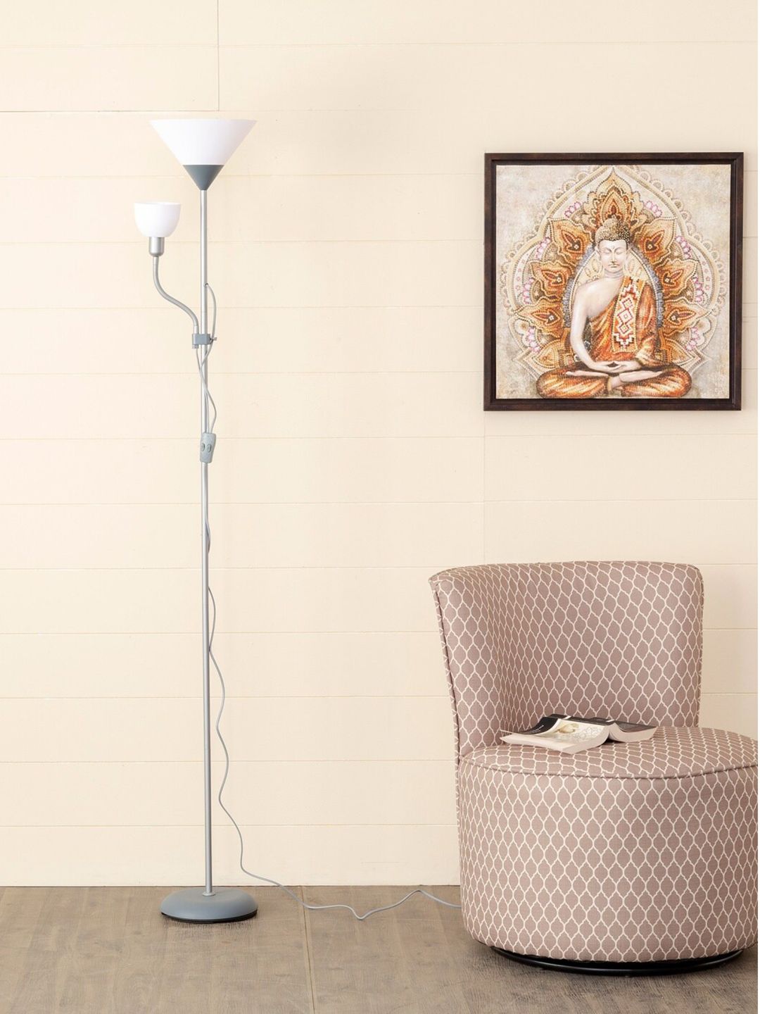 Homecentre Silver-toned Solid Floor Lamp Price in India