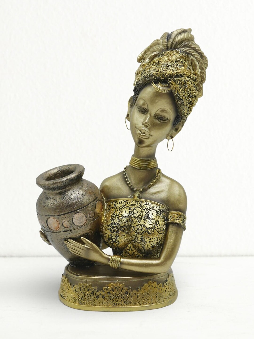 Home Centre Gold-Toned Corsica African Figurine Showpiece Price in India