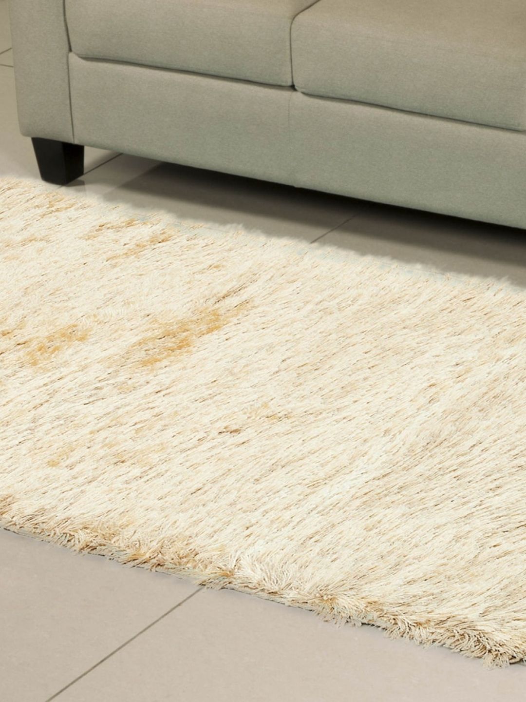 Home Centre Beige Solid Eyelash Shaggy Anti-Skid Tufted Carpet Price in India