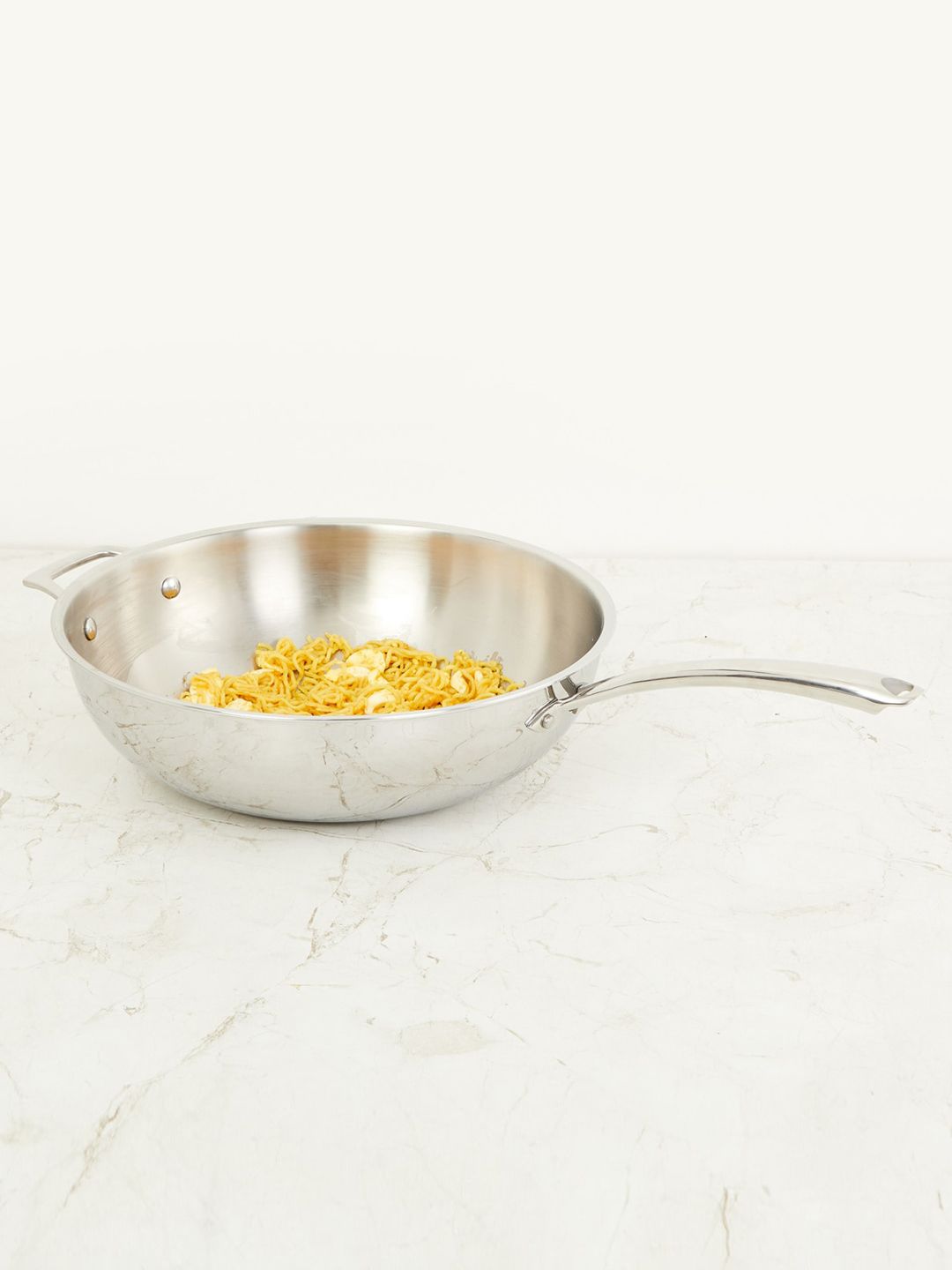 Home Centre Silver-Toned Solid Stainless Steel Wok Price in India