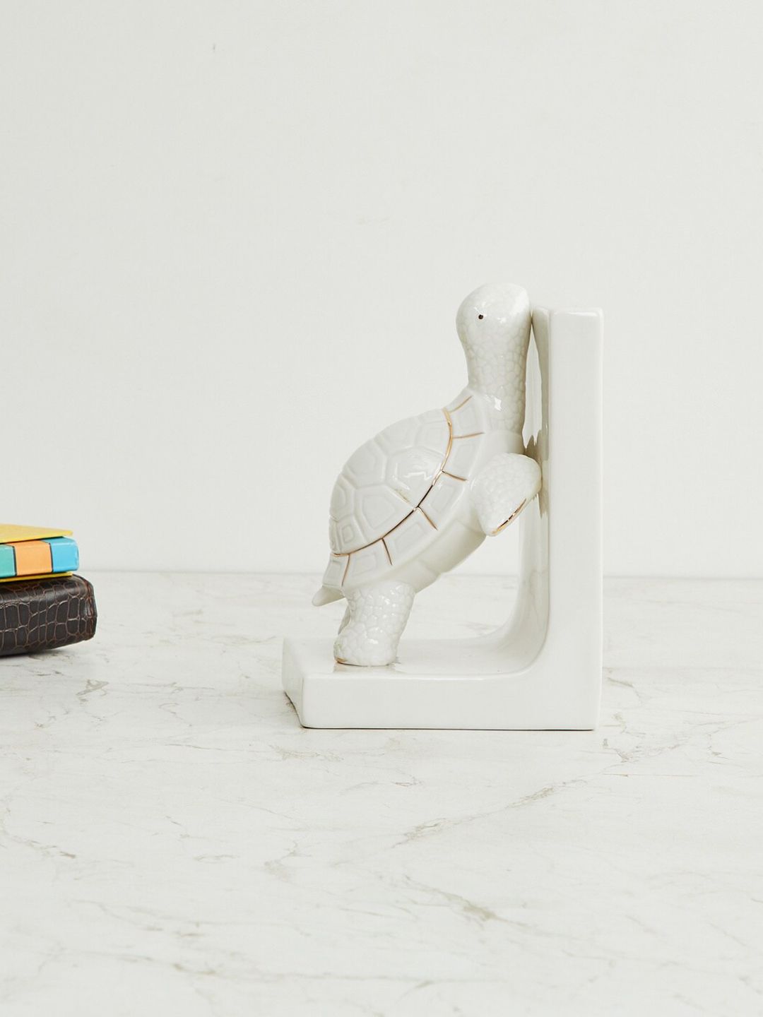 Home Centre White & Gold-Toned Langford Turtle Bookend Showpiece Price in India