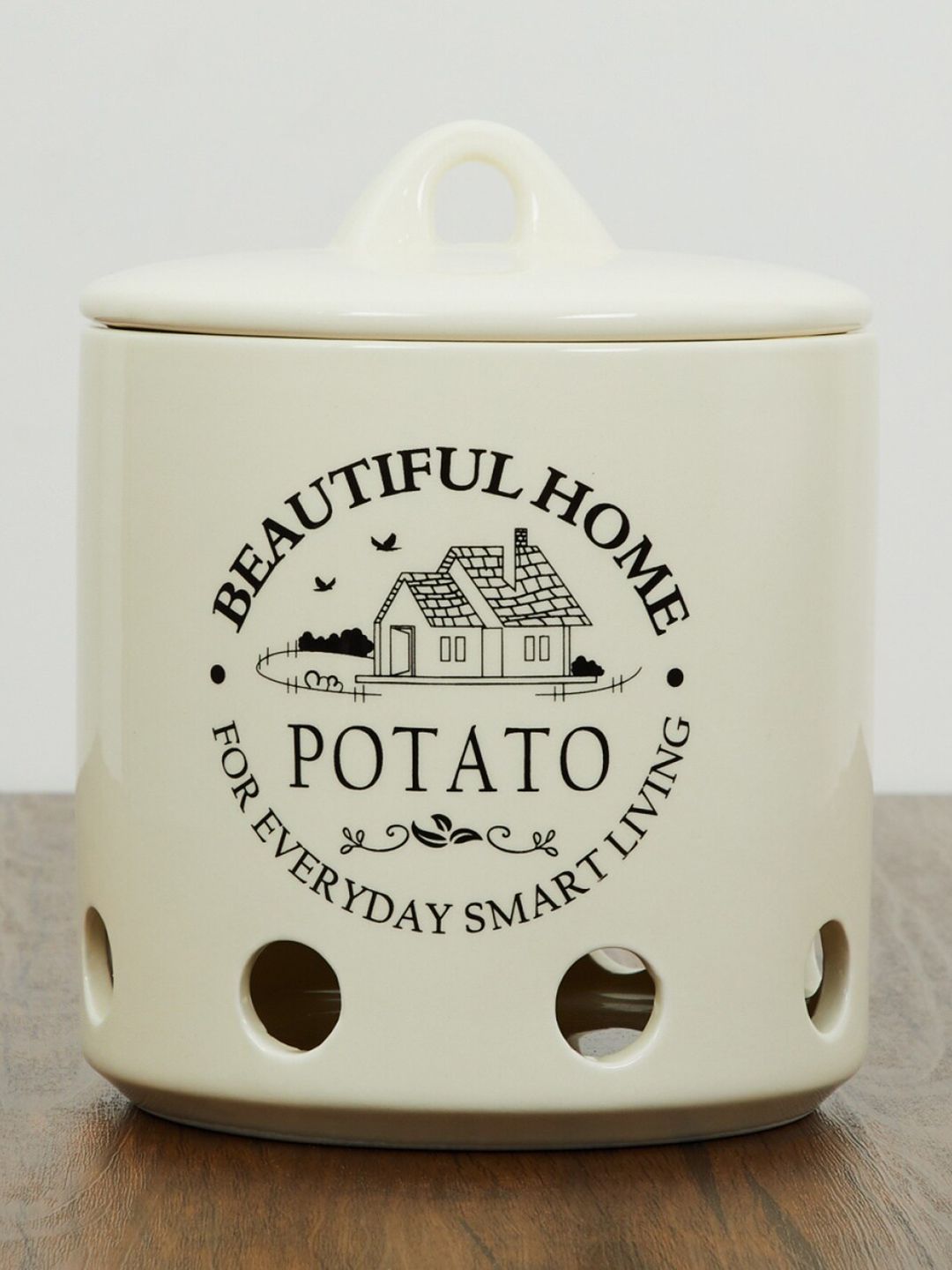 Home Centre Off White & Black Beautiful Home Potato Canister 2120 ml Price in India
